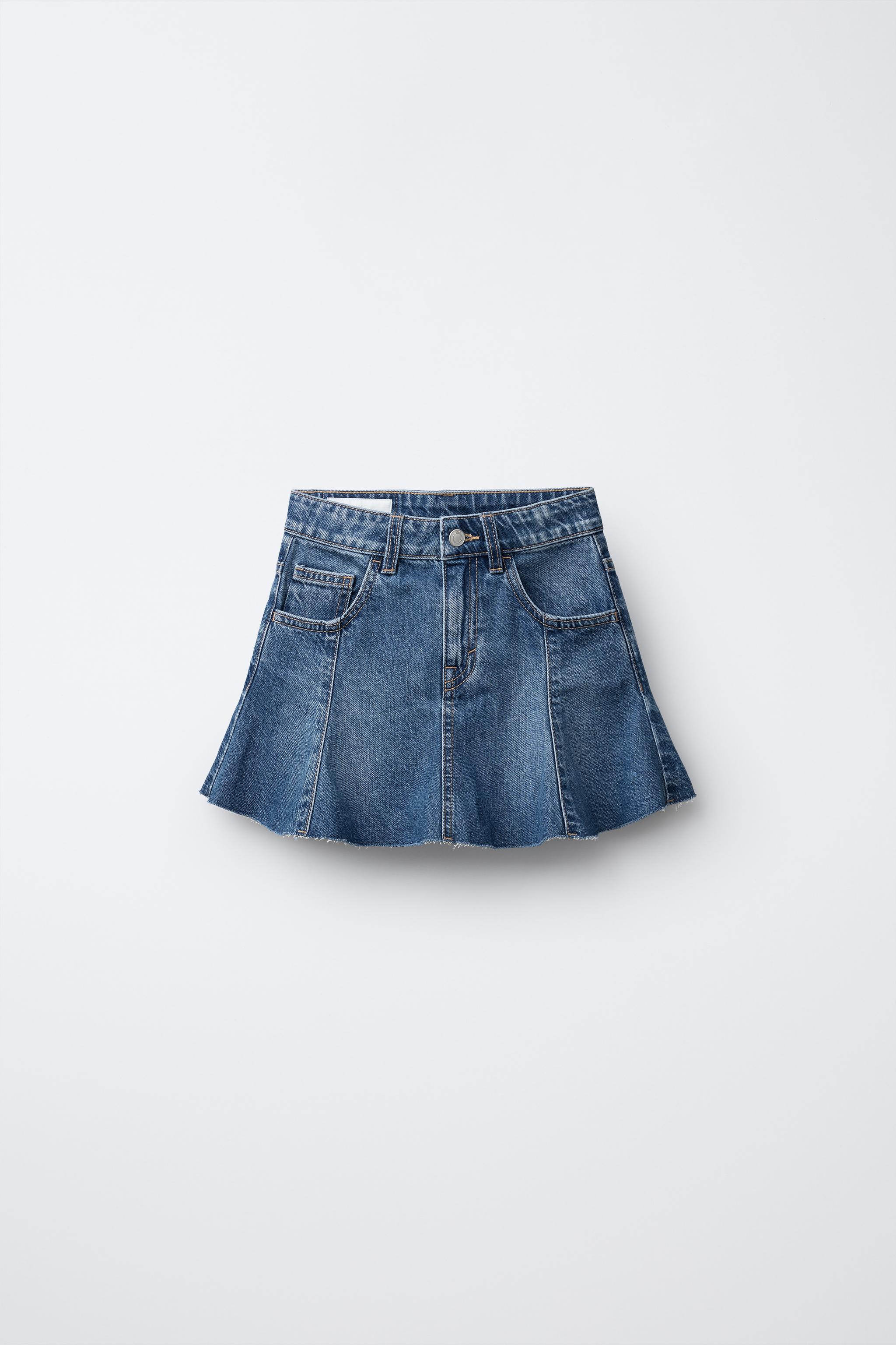 FRAYED DENIM SKIRT