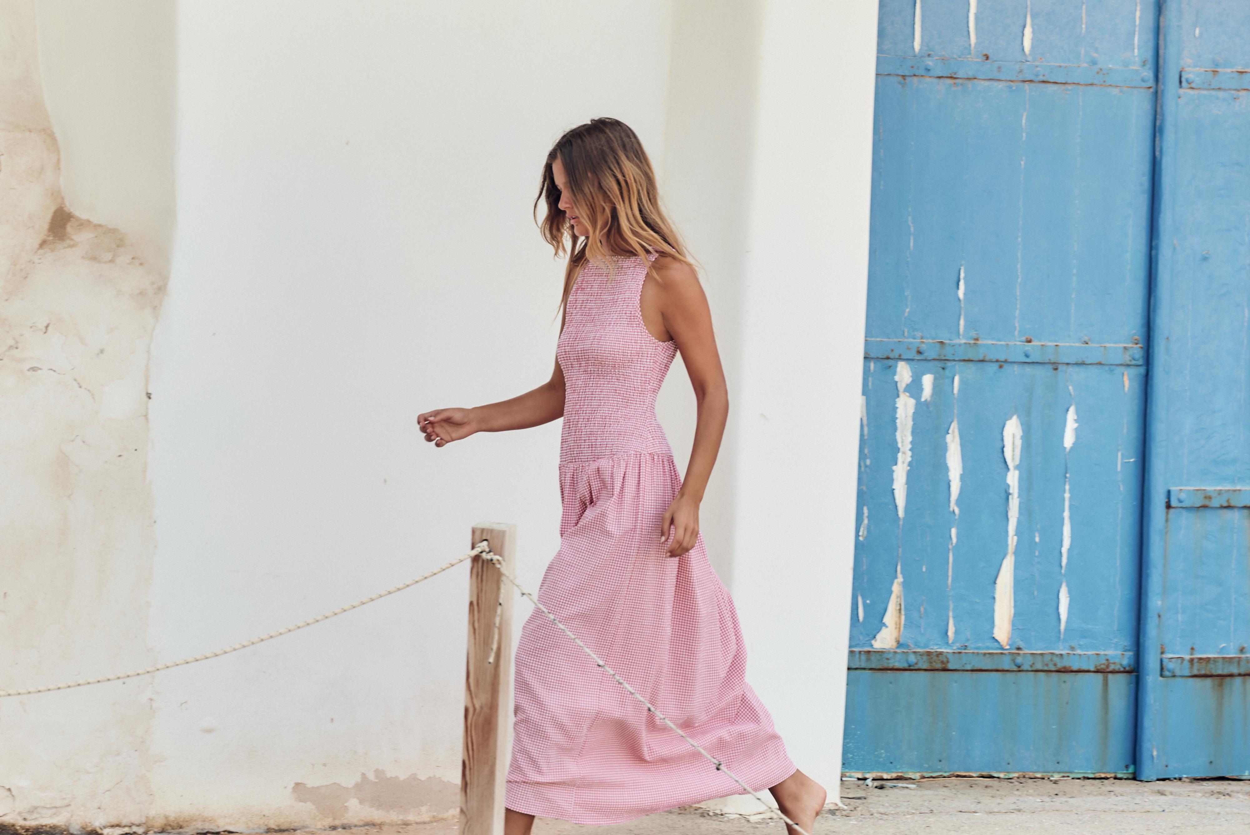 GINGHAM MIDI DRESS