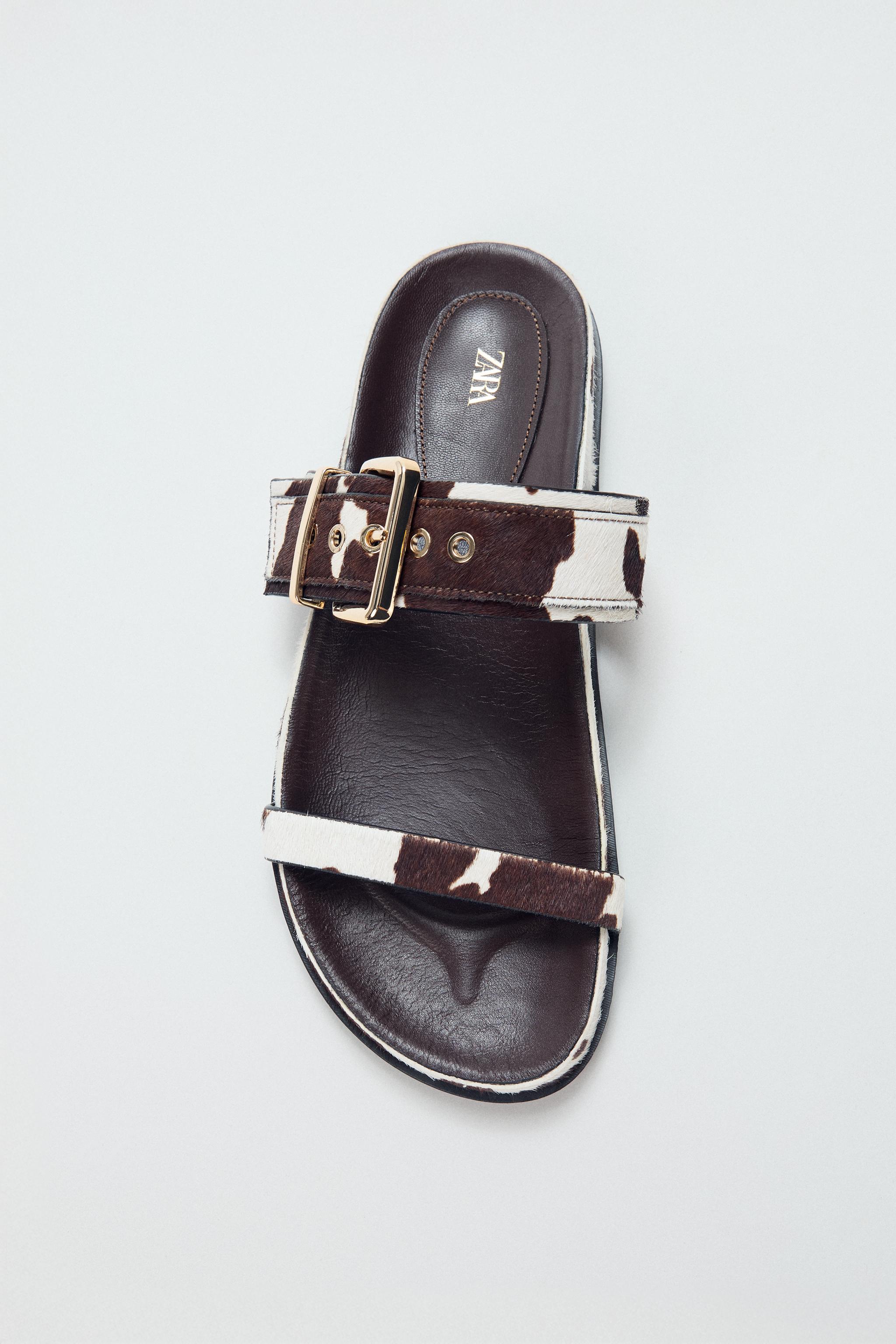 ANIMAL PRINT LEATHER SANDALS