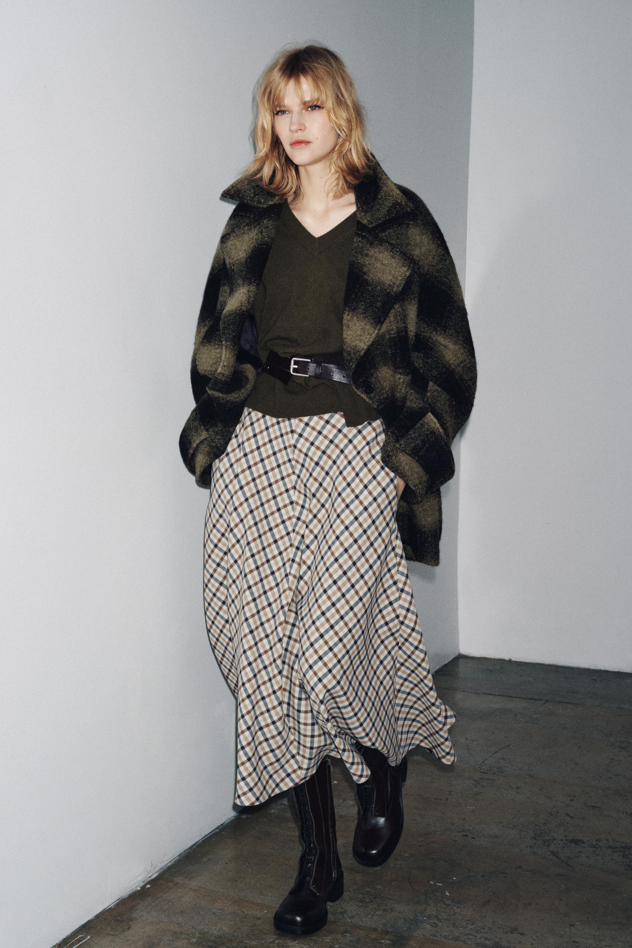 PLAID CAPE SKIRT ZW COLLECTION