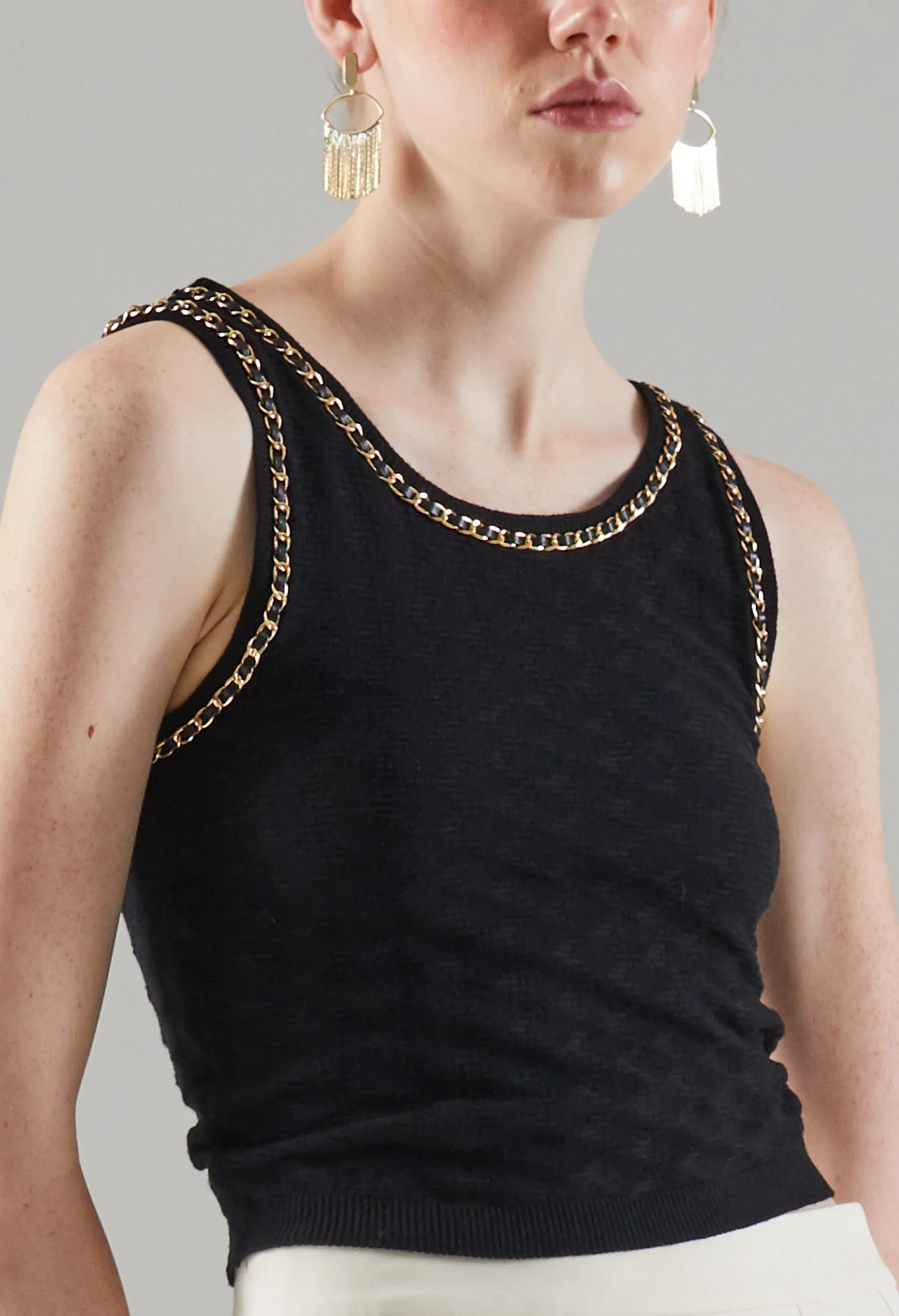 Faux Chained Knitted Sleeveless Top