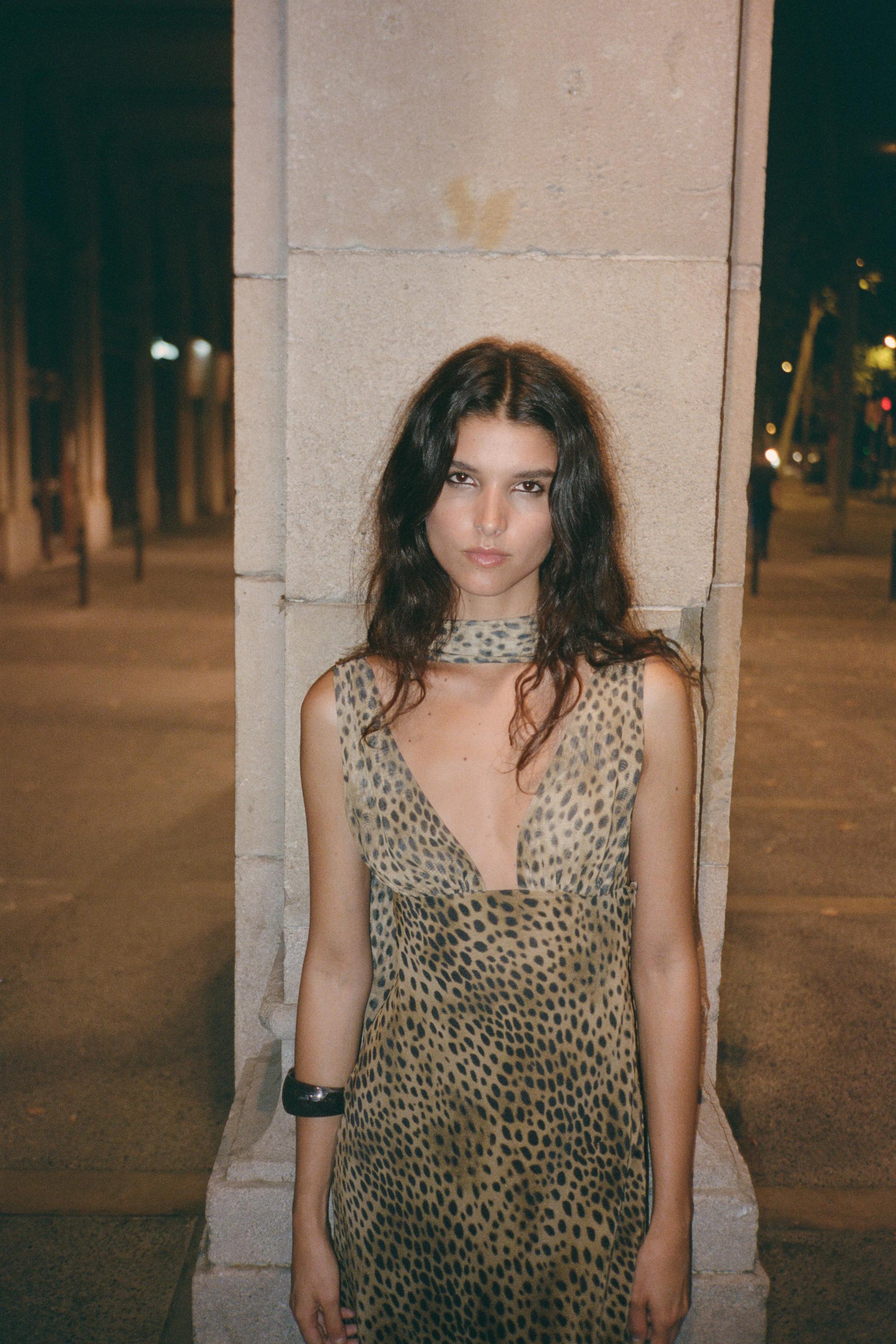 ANIMAL PRINT FOULARD DRESS