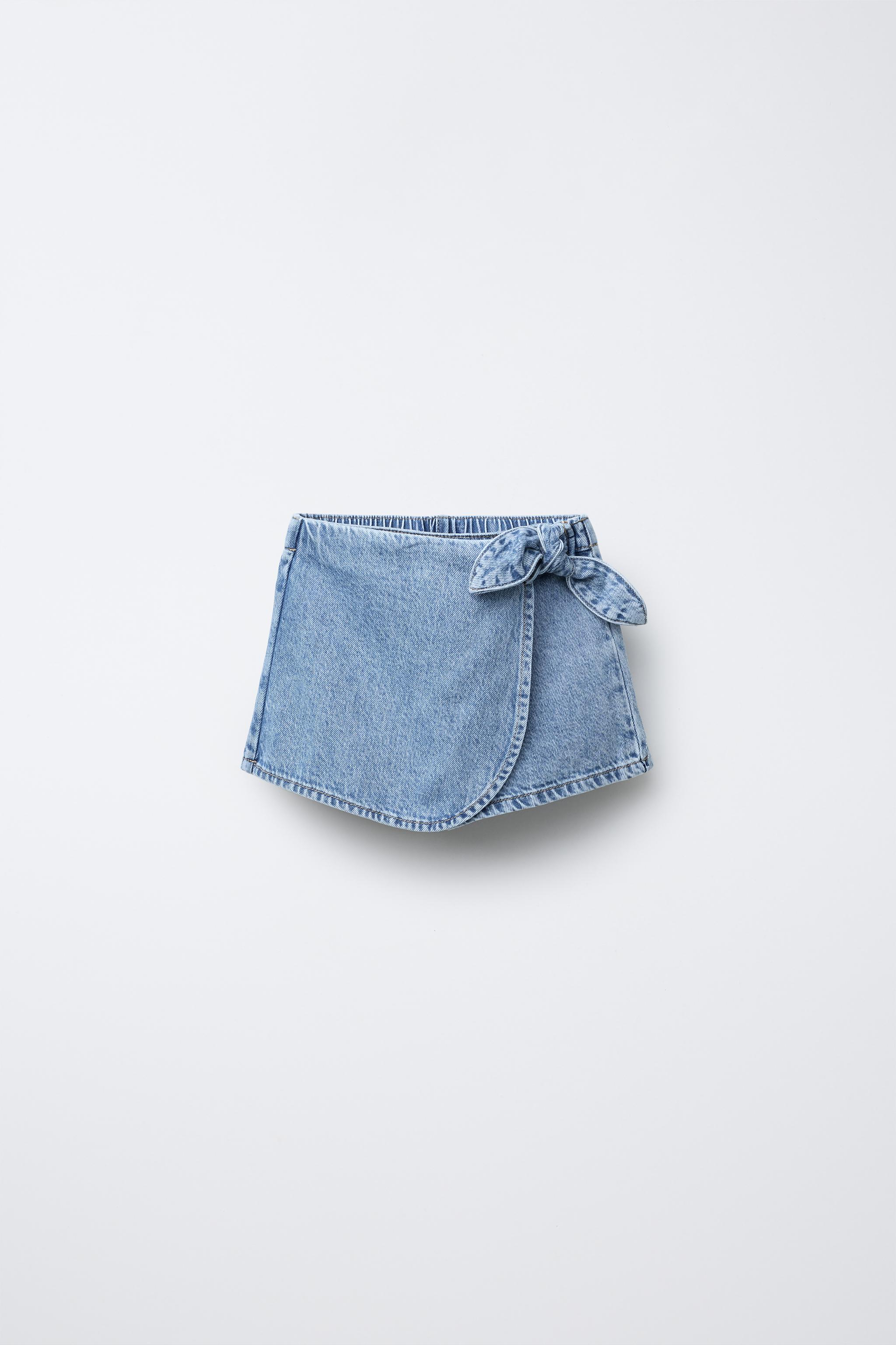 HIGH WAIST DENIM TIE SKORT