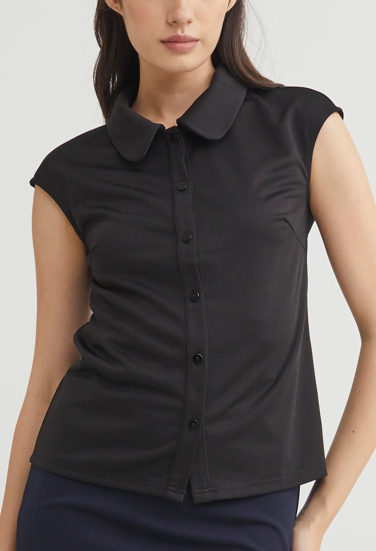 Weekday Cap Sleeve Button Down Top