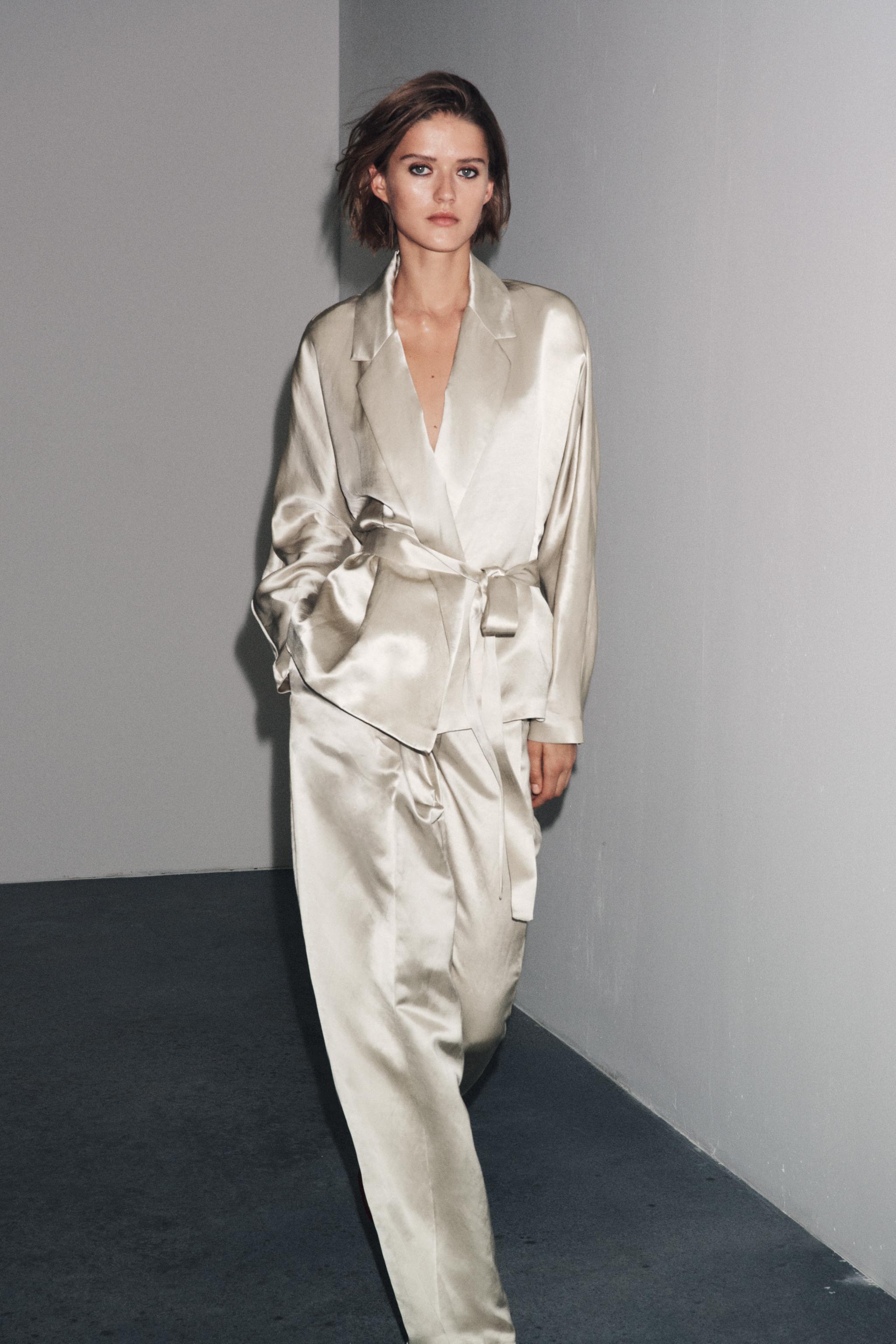 SATIN EFFECT BLAZER WITH BELT ZW COLLECTION LIMITED EDITION