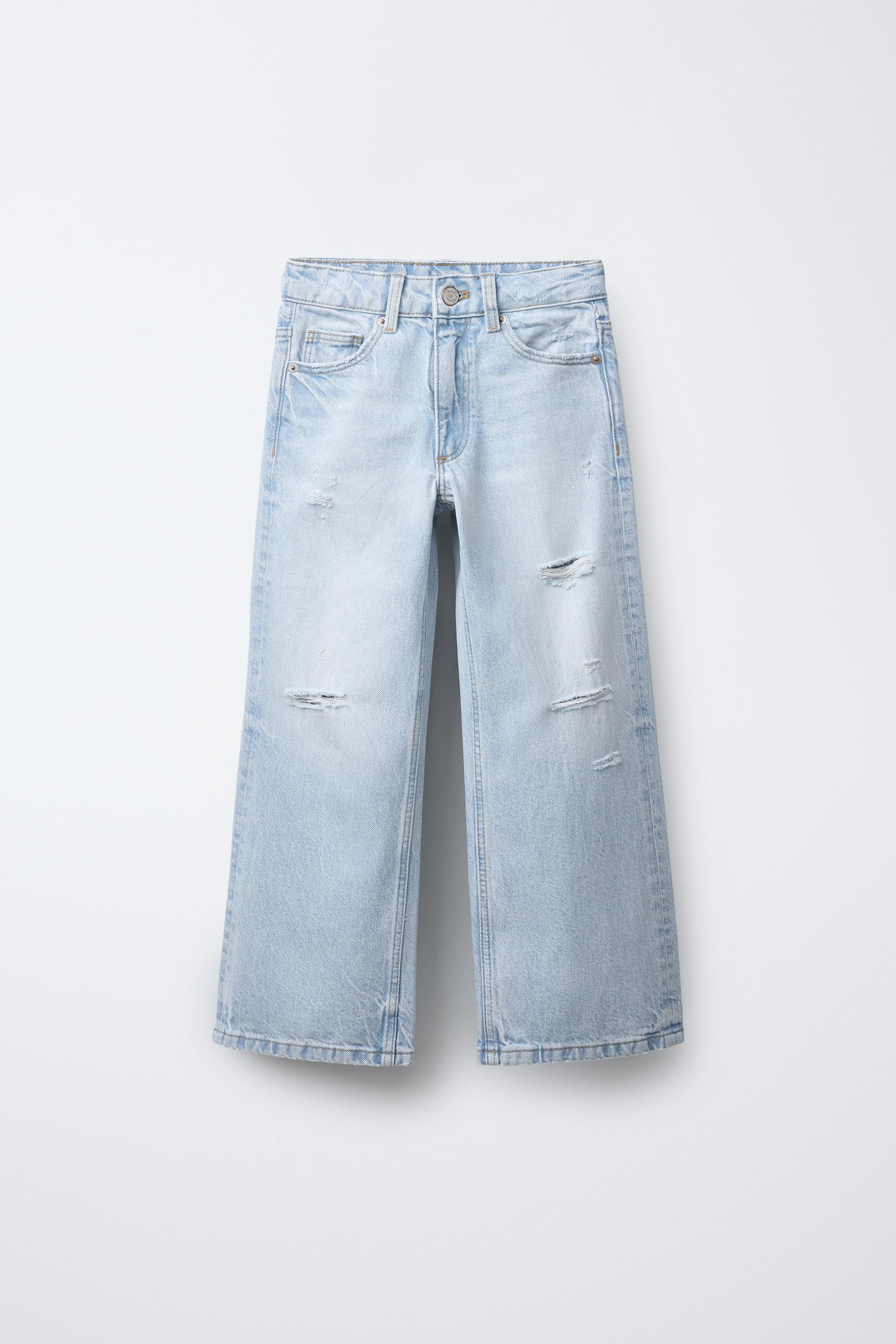 RIPPED WIDE LEG JEANS
