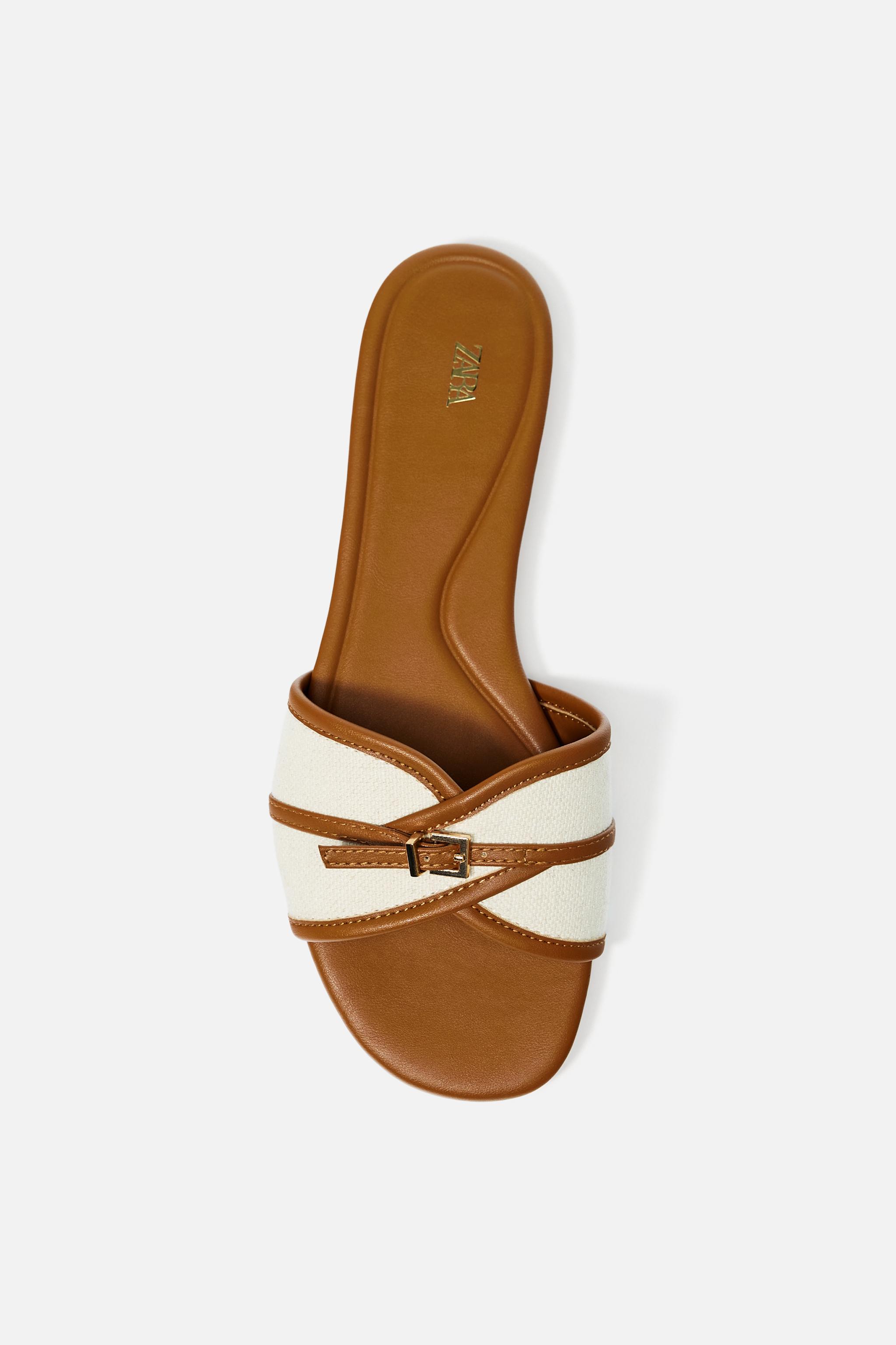 FLAT CANVAS SANDALS WITH BUCKLE