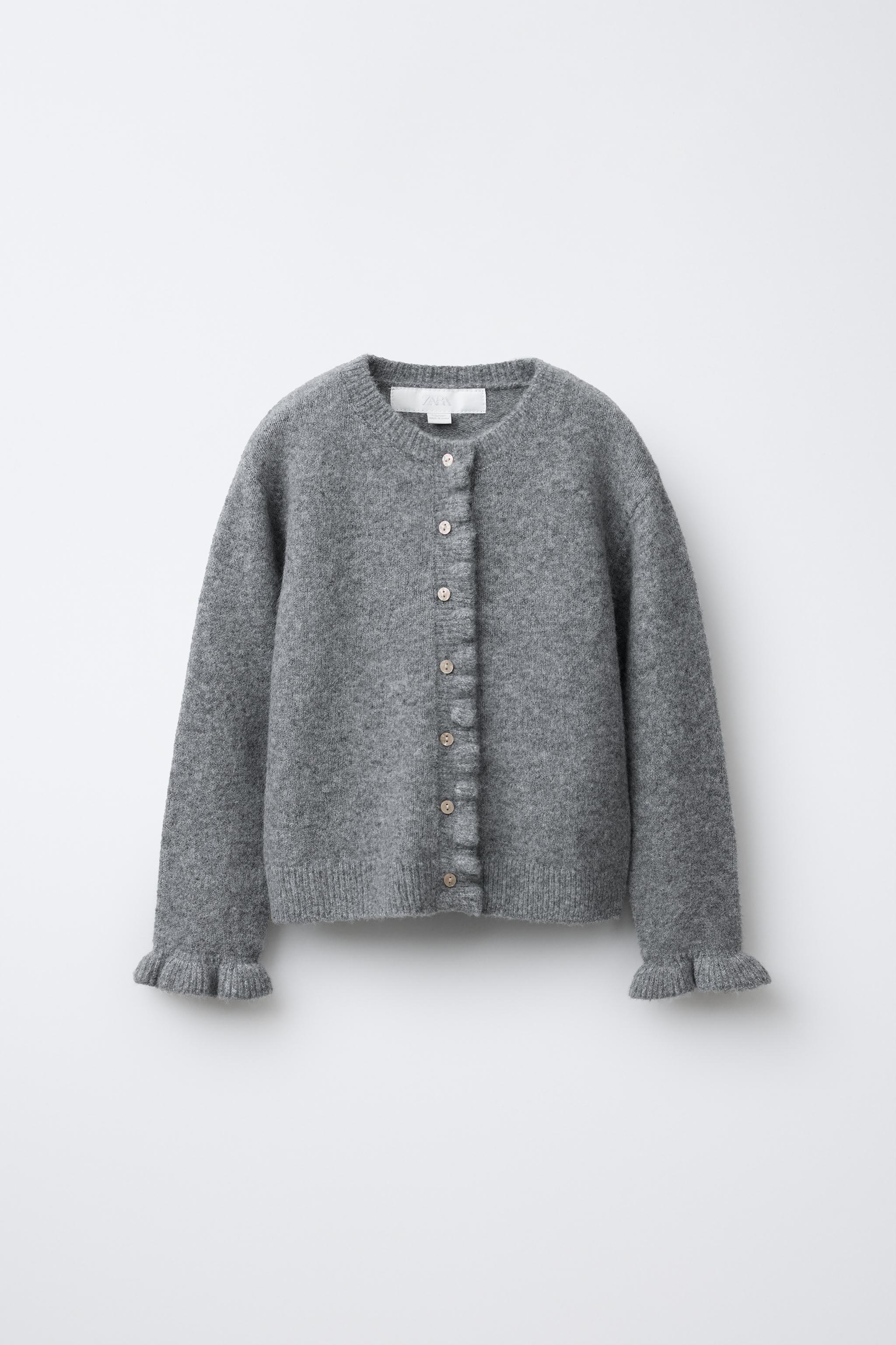 RUFFLED WOOL BLEND CARDIGAN