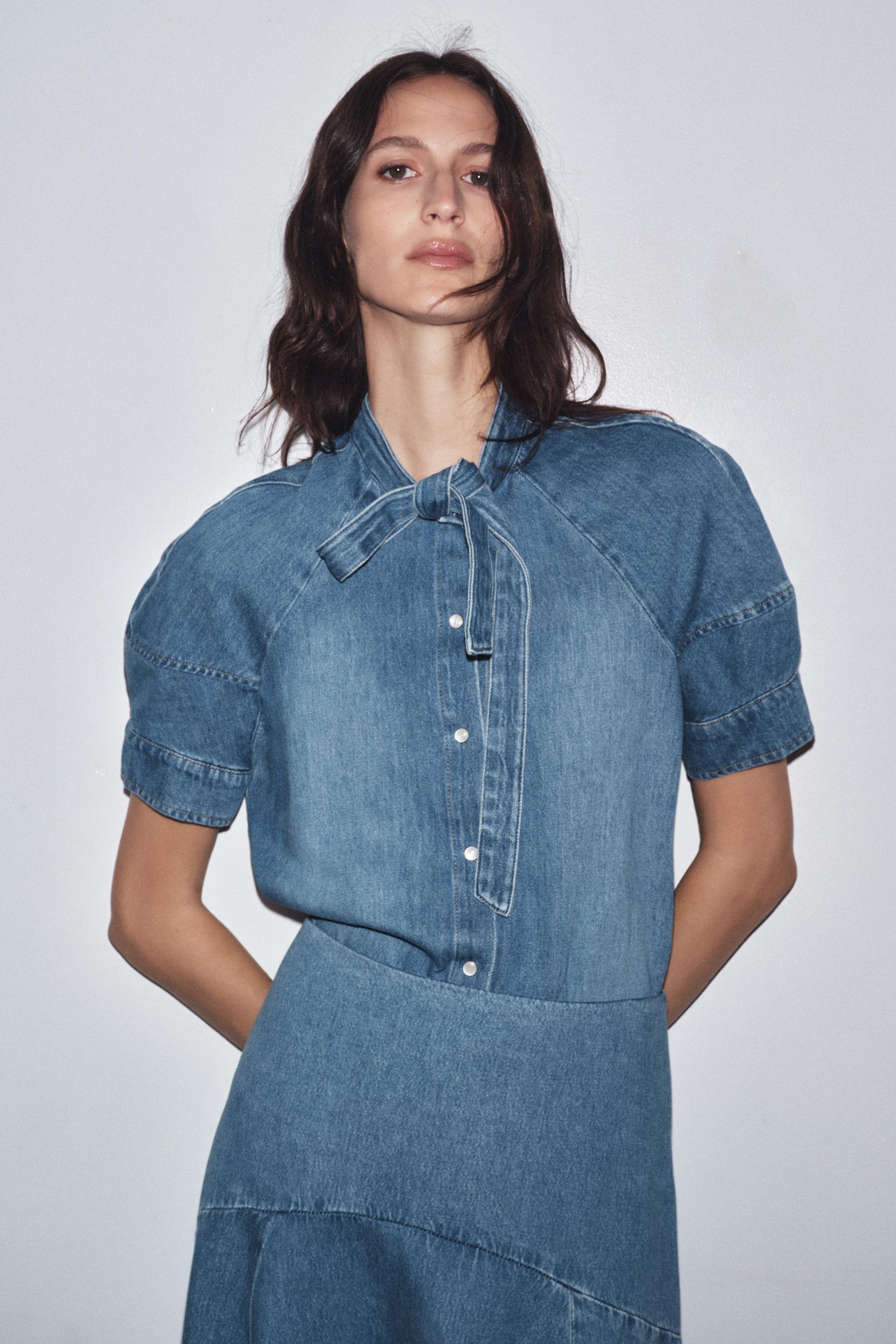 ZW COLLECTION DENIM TIE SHIRT