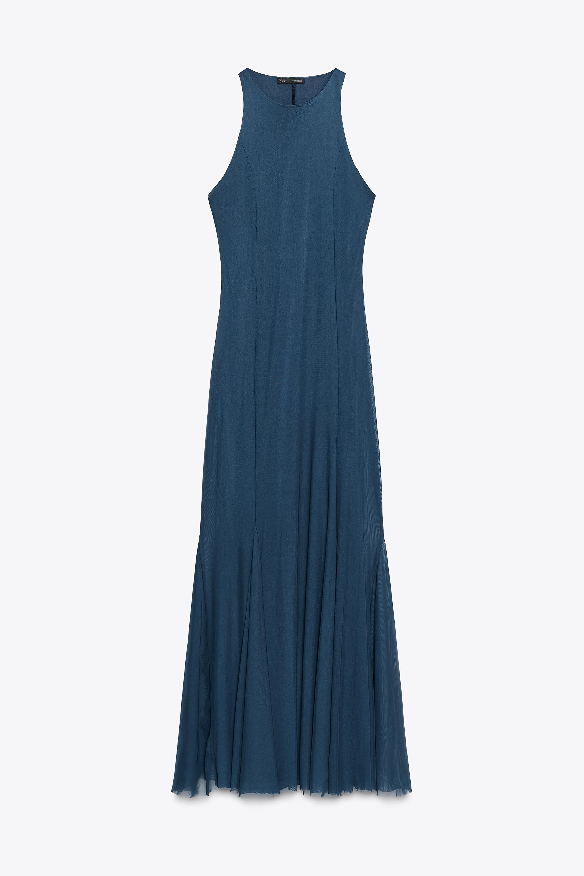 LONG TULLE GODET DRESS