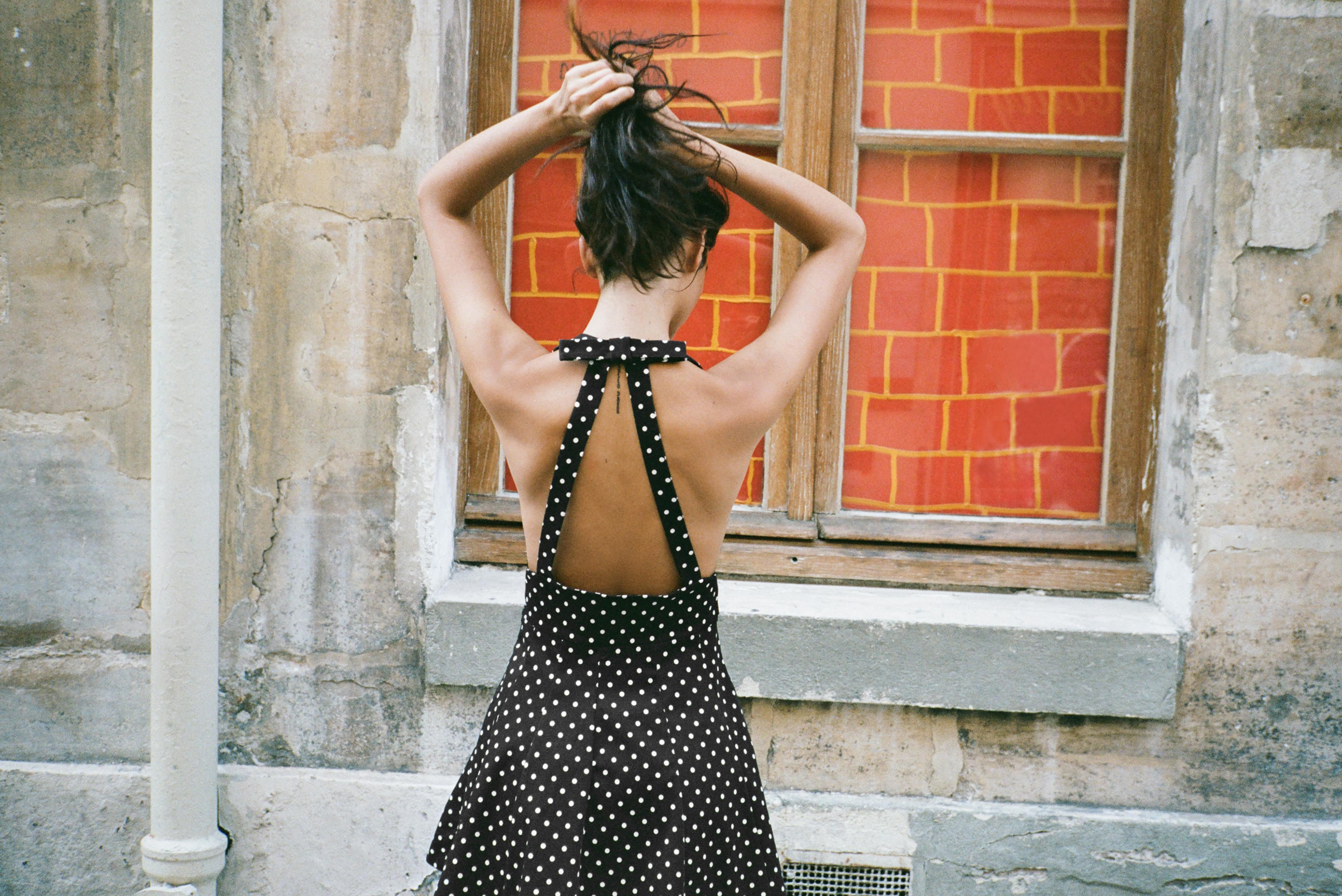 POLKA DOT HALTER MINI DRESS
