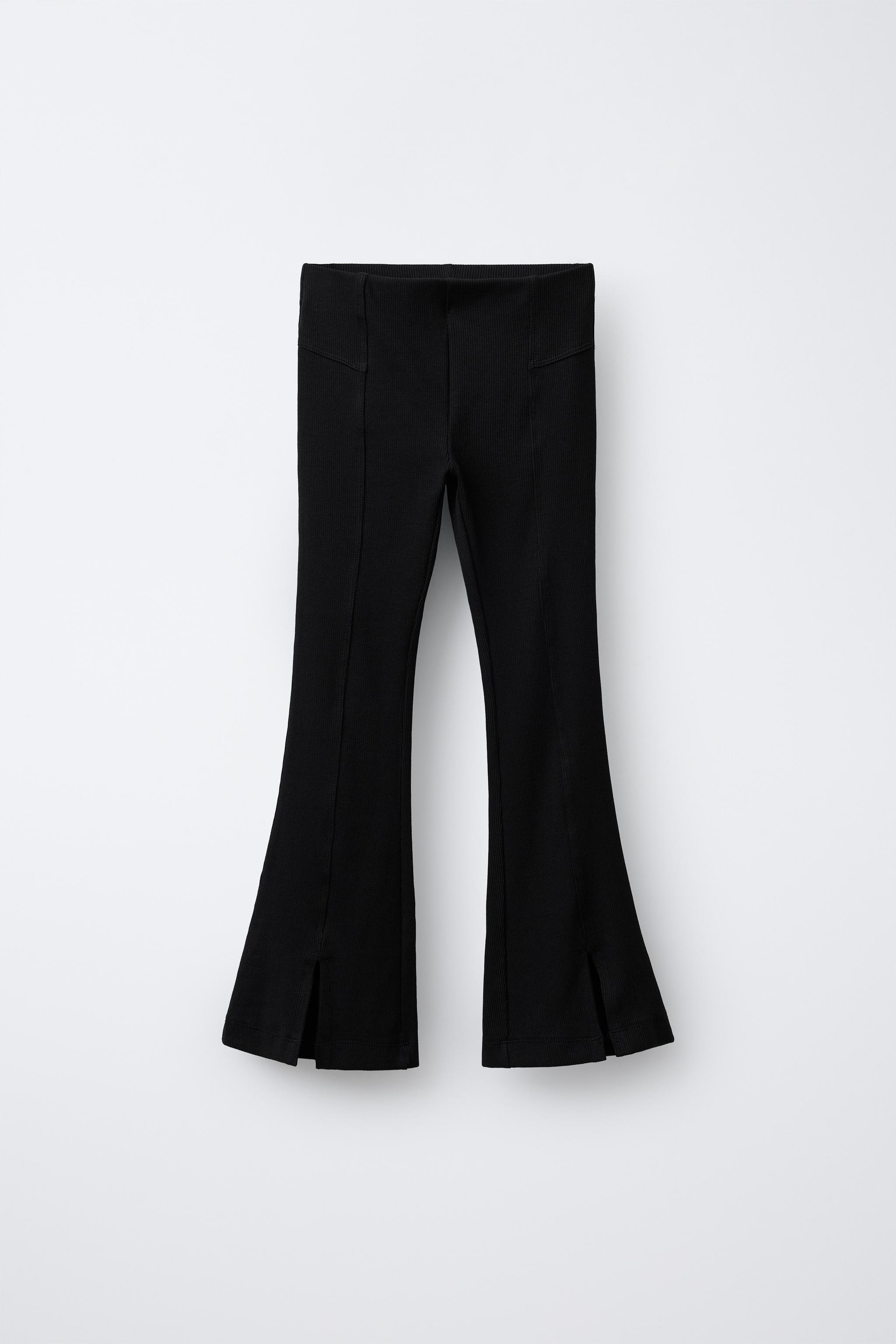 PLAIN RIBBED FLARE LEGGINGS