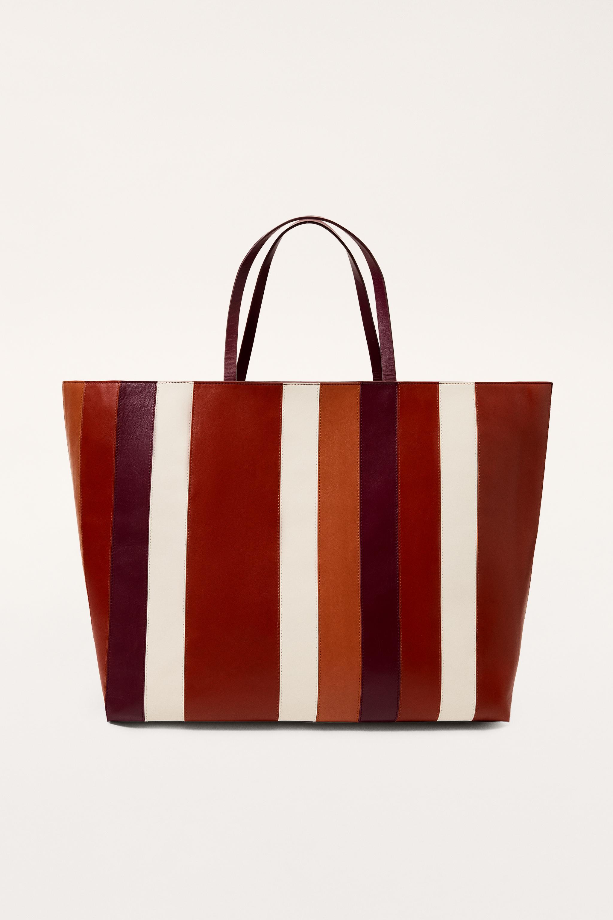 LIMITED EDITION STRIPED LEATHER MAXI SHOPPER