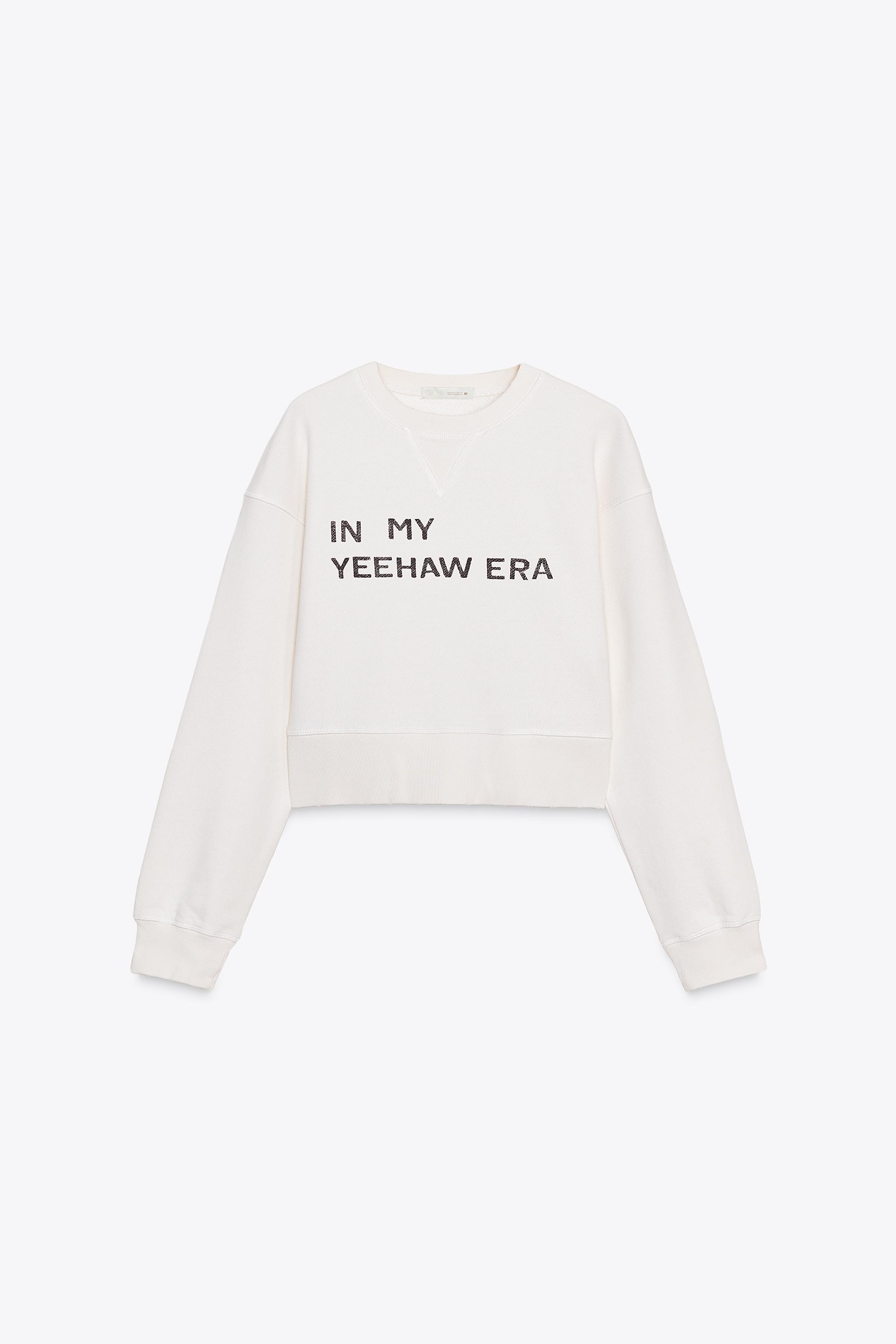 TEXT CROP SWEATSHIRT