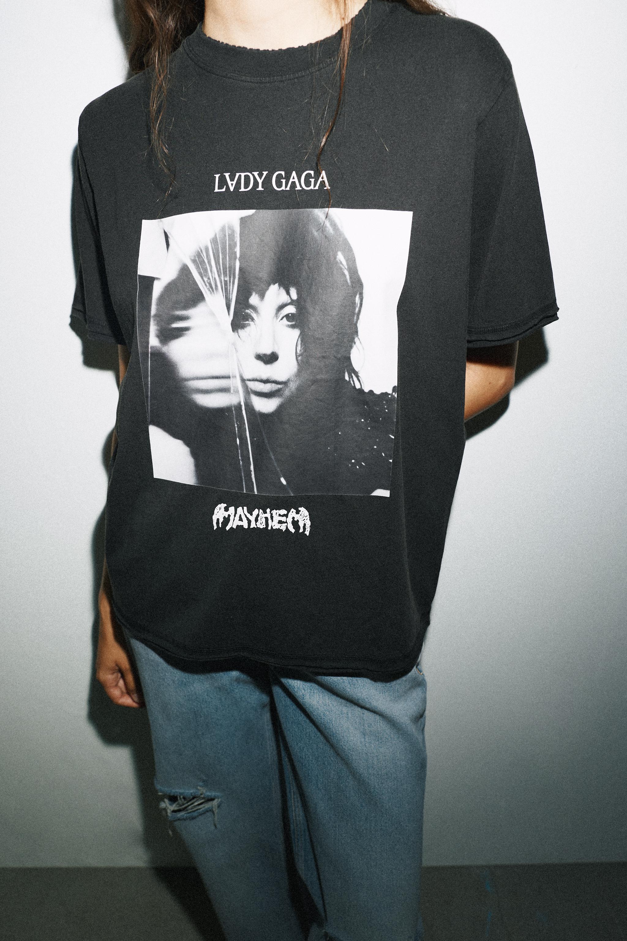 LADY GAGA WASHED EFFECT T-SHIRT