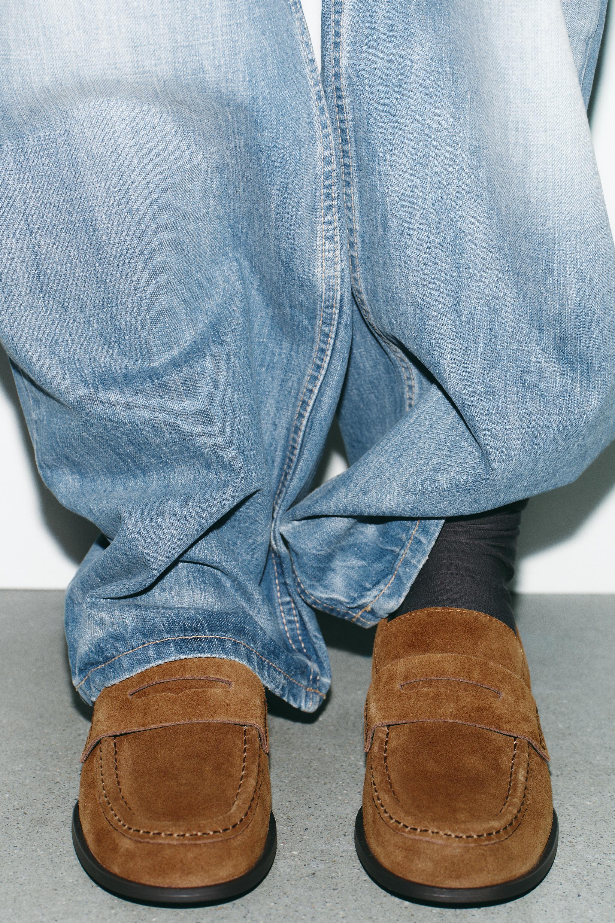 SPLIT LEATHER SADDLE LOAFERS
