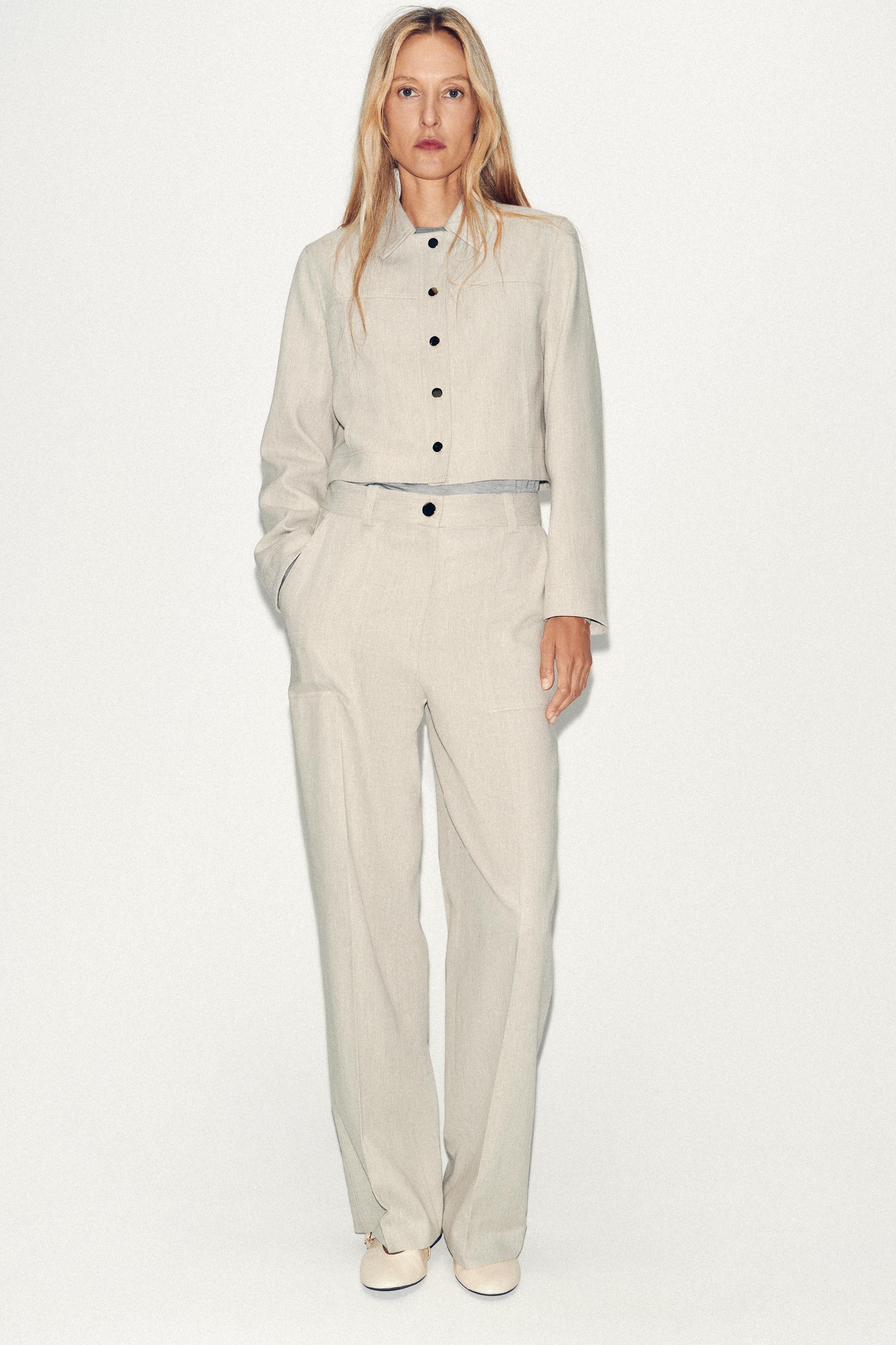 TOPSTITCHED STRAIGHT LEG PANTS