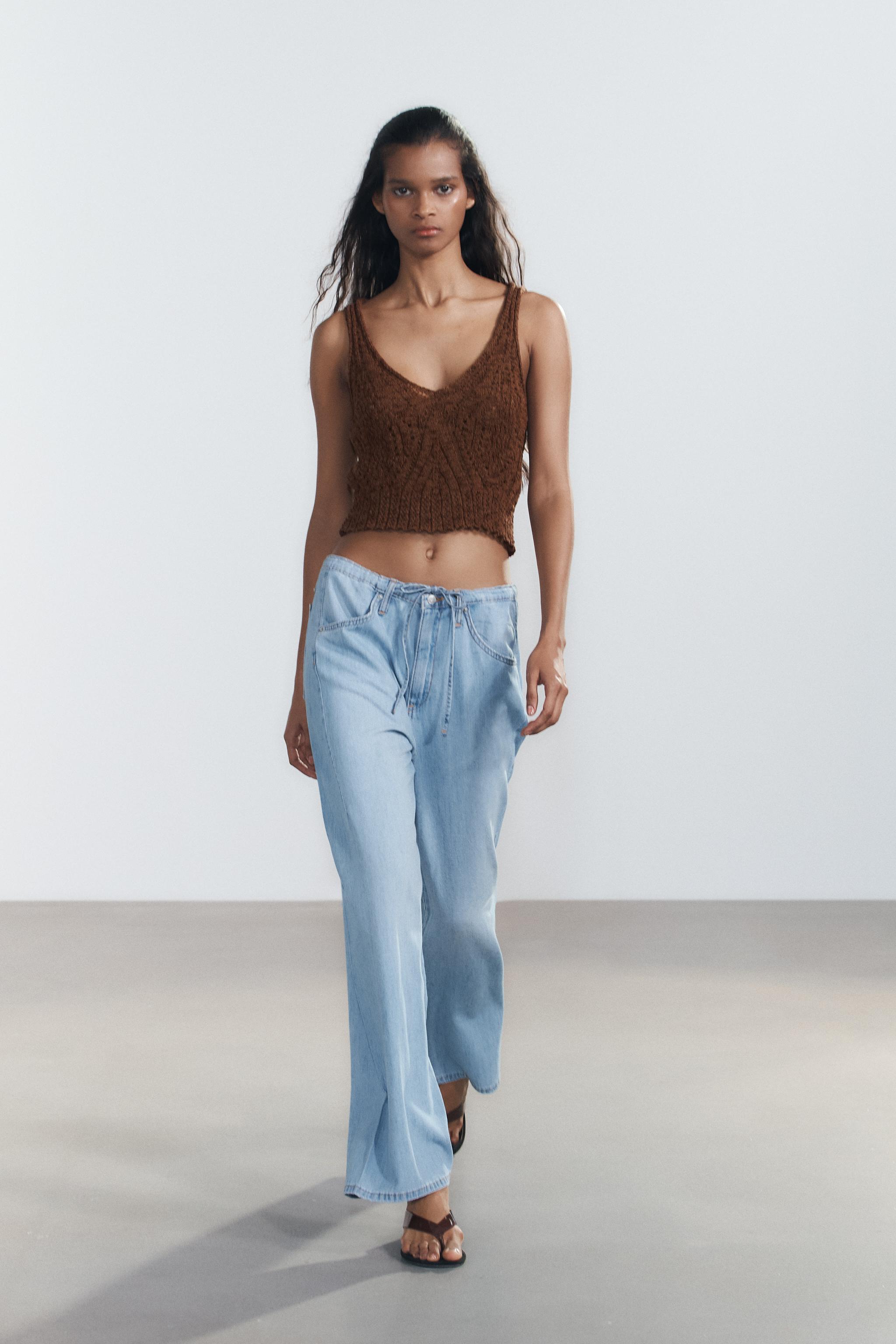 FLOWY DRAWSTRING DENIM PANTS