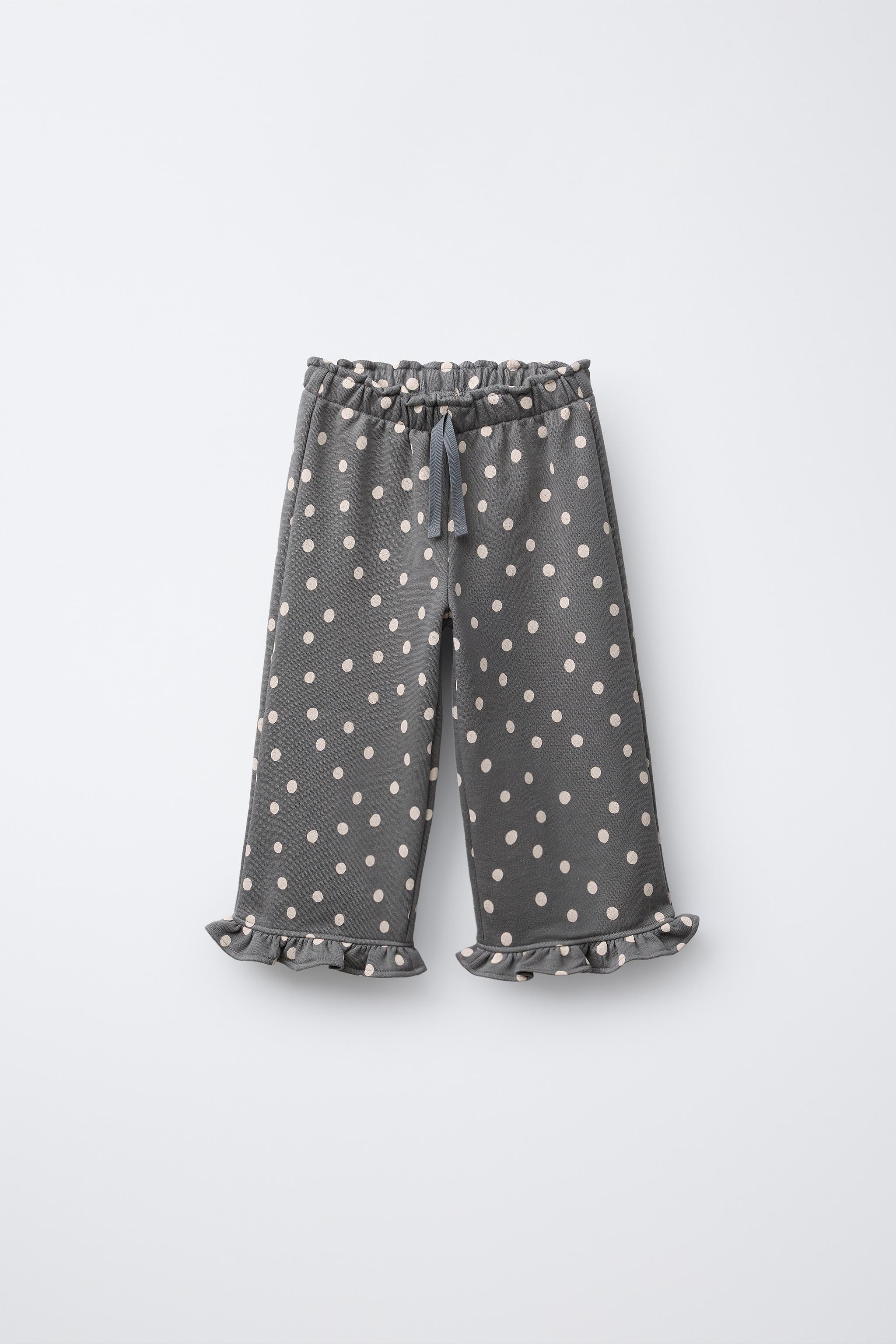 PRINTED PLUSH RUFFLE PANTS