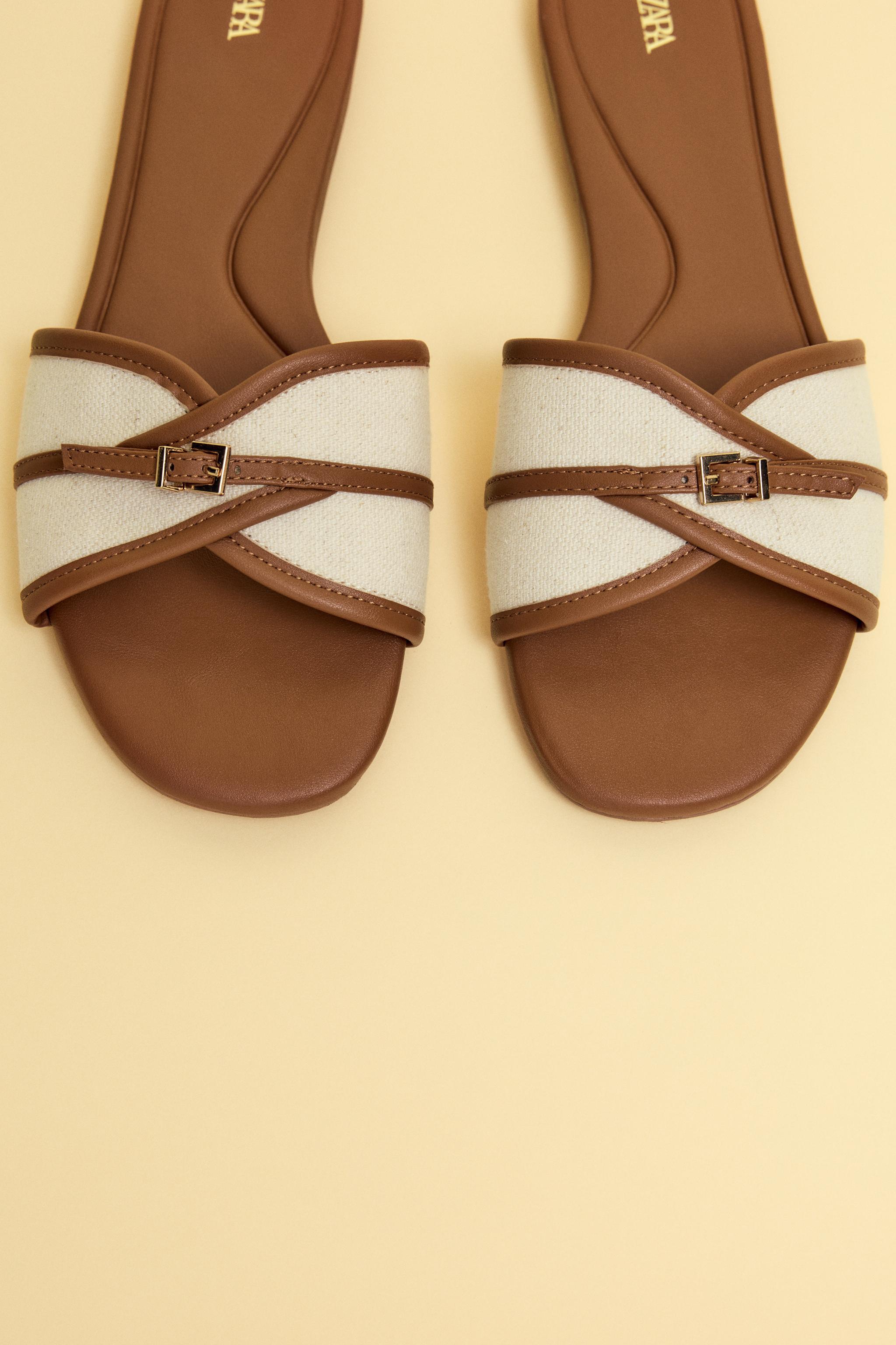 FLAT CANVAS SANDALS WITH BUCKLE