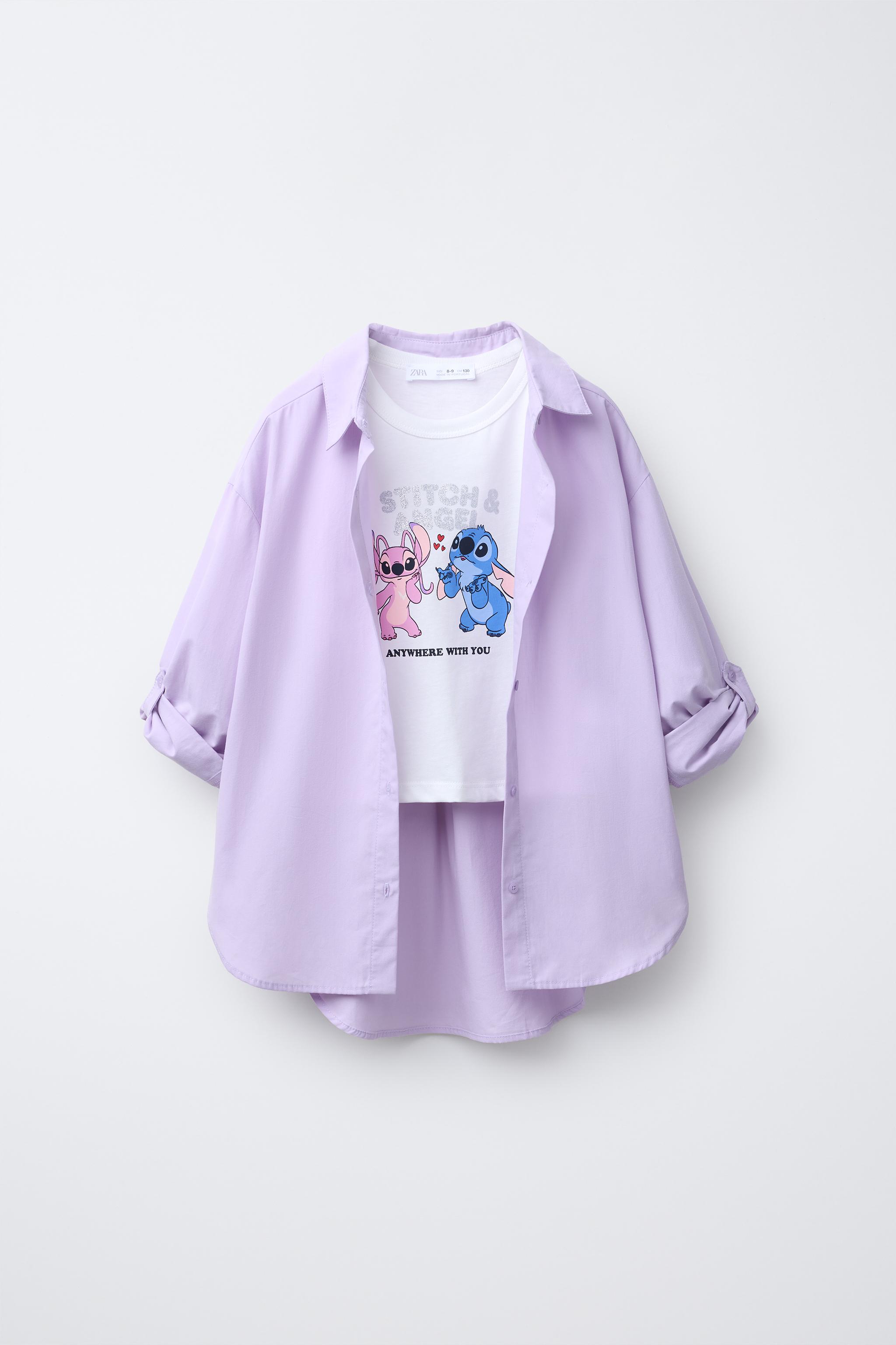 PLAIN SHIRT AND CROPPED LILO & STITCH © DISNEY T-SHIRT SET