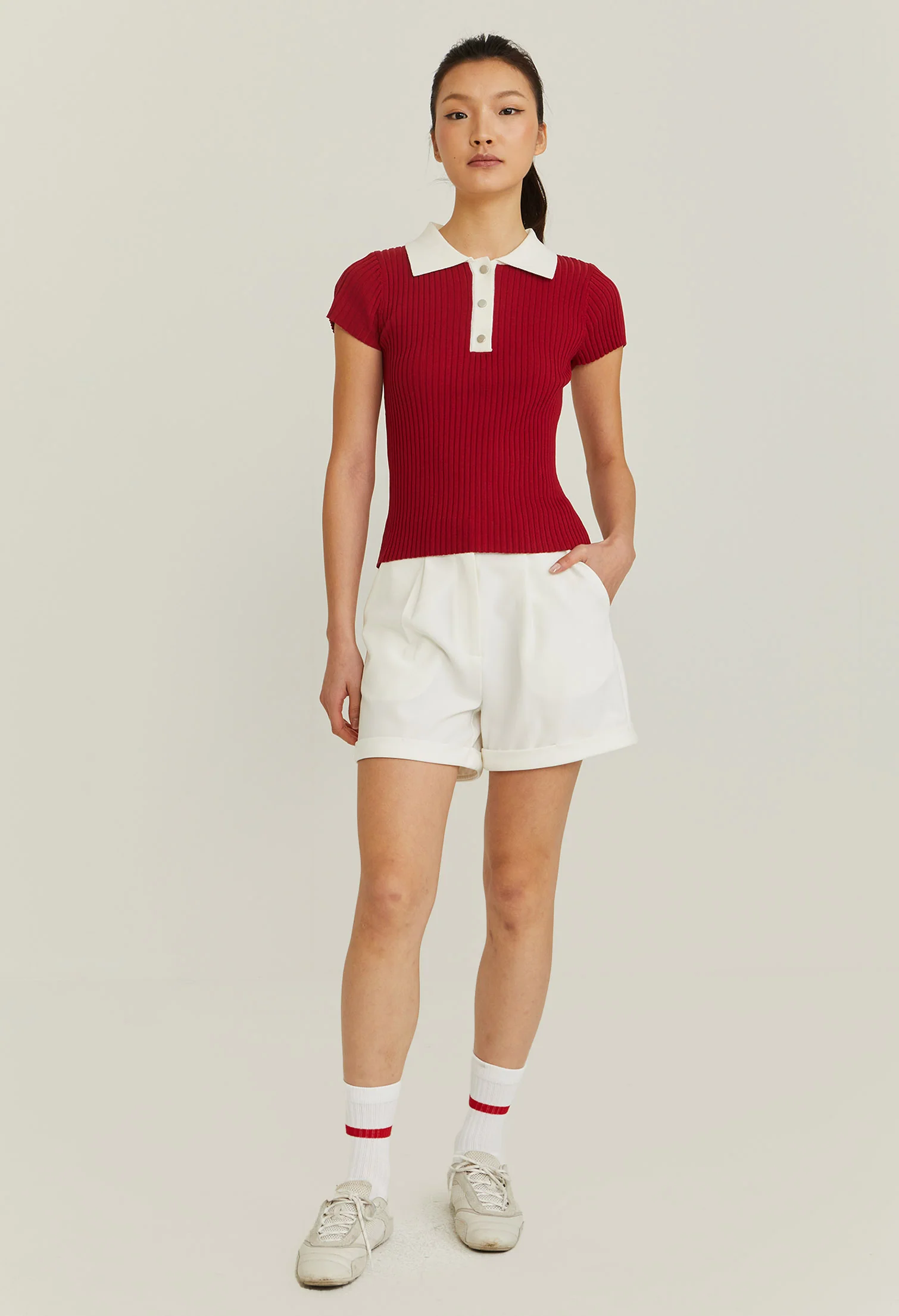 Fitted Contrast Collar Polo Tee