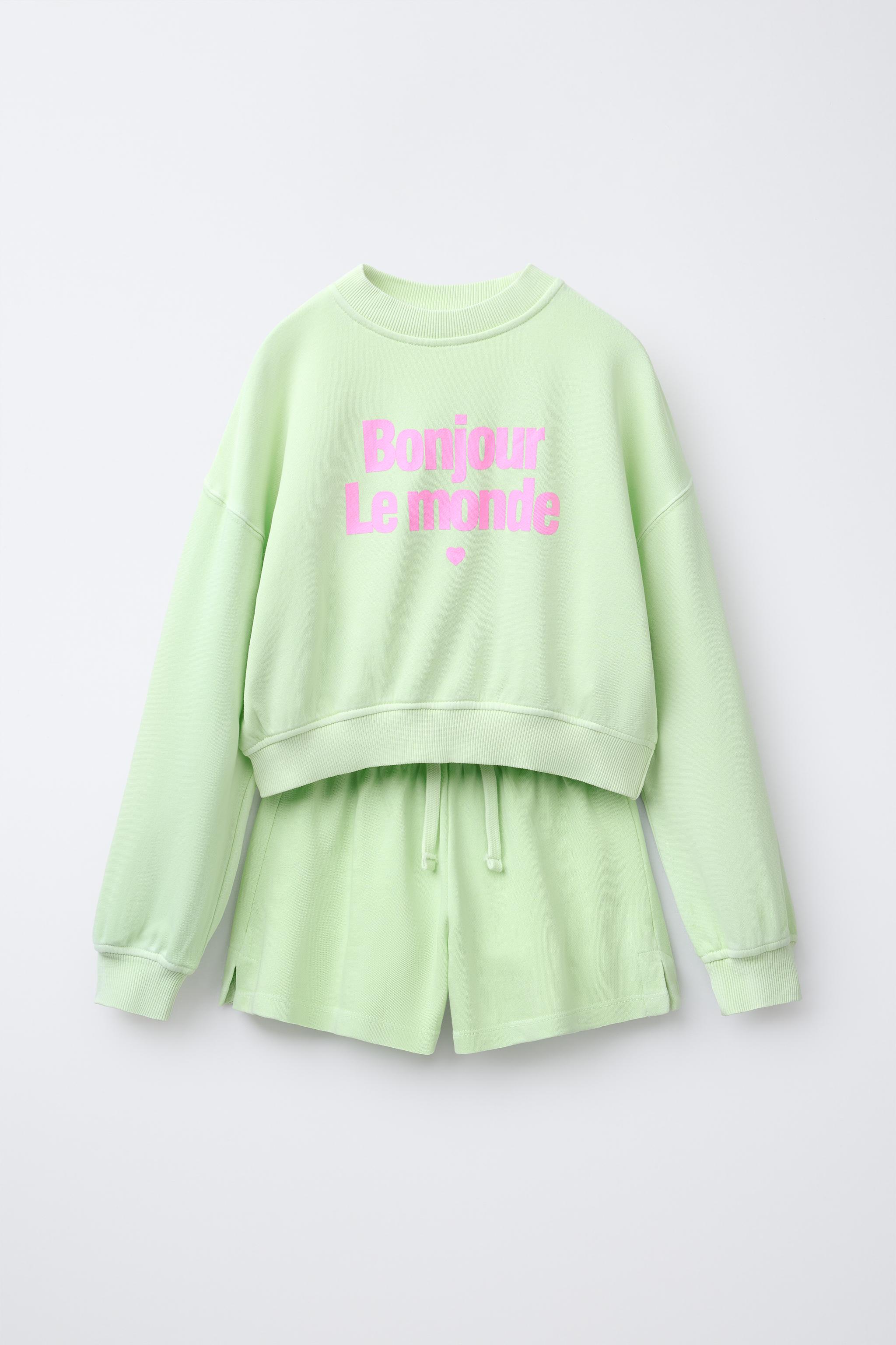 TEXT SWEATSHIRT AND BERMUDA SET