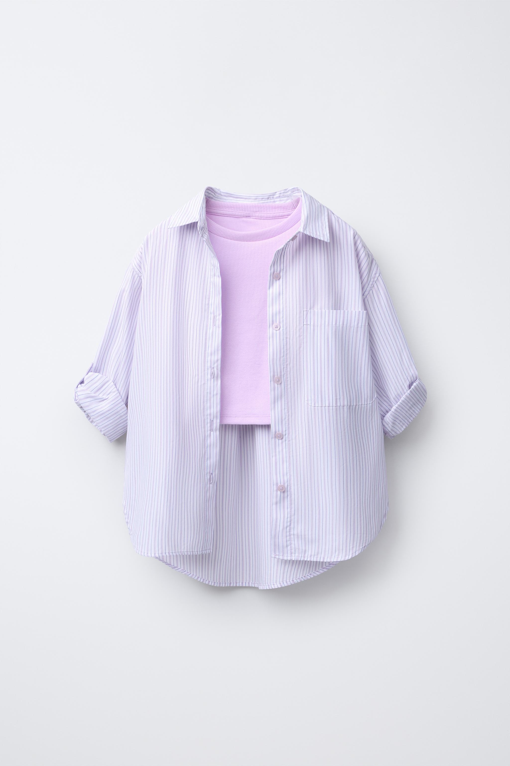 STRIPED POPLIN SHIRT AND RIB T-SHIRT PACK