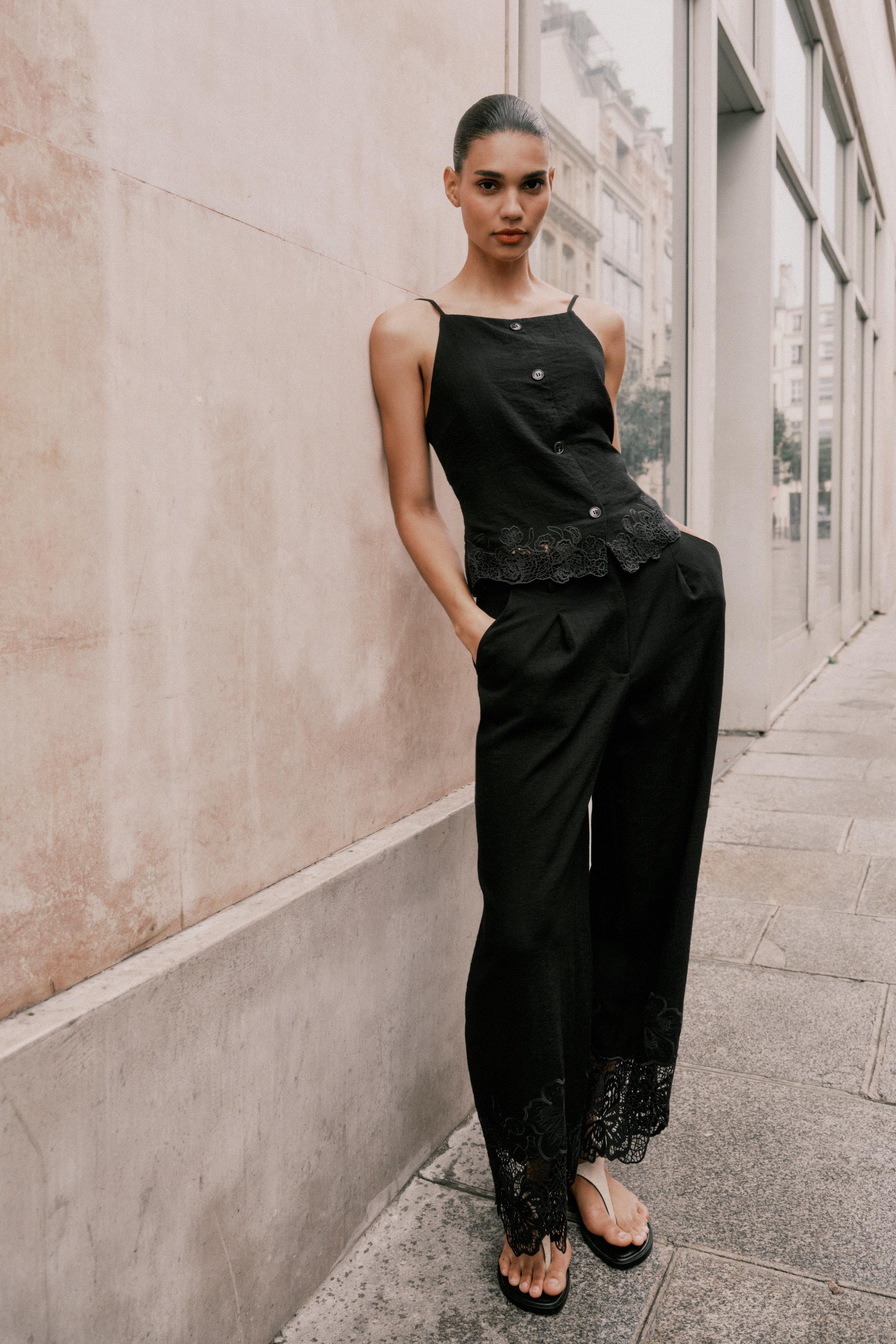 EMBROIDERED HEM CULOTTES