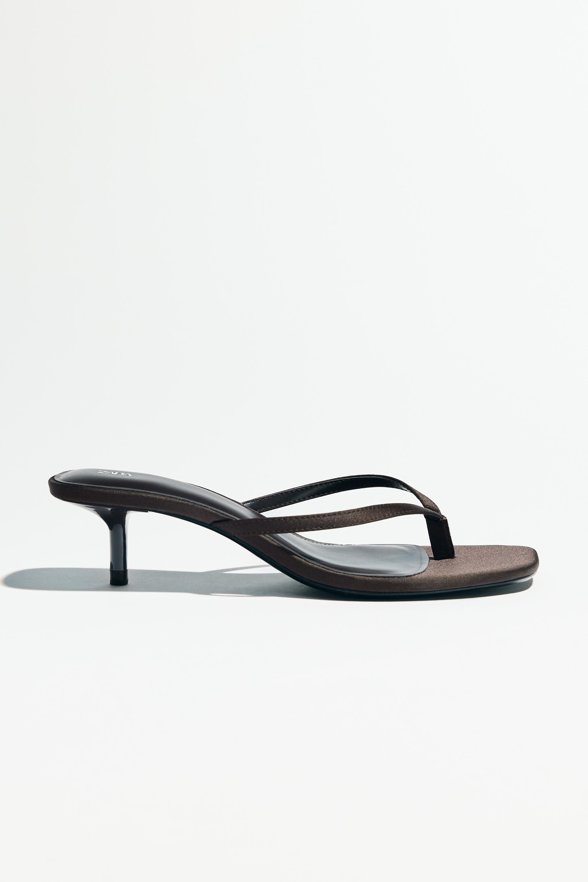 SATIN KITTEN HEEL SANDALS