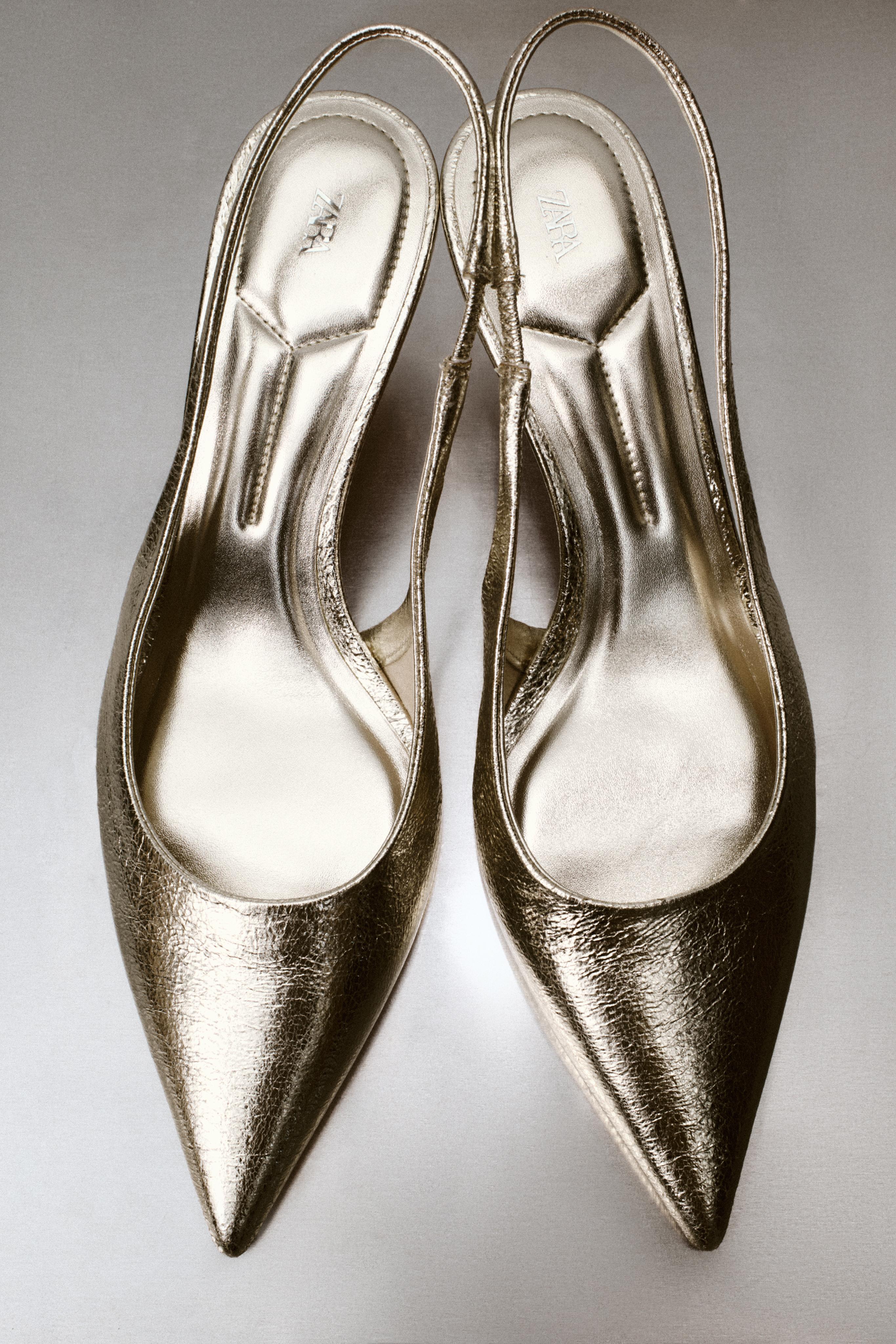 METALLIC EFFECT SLINGBACK HEELS