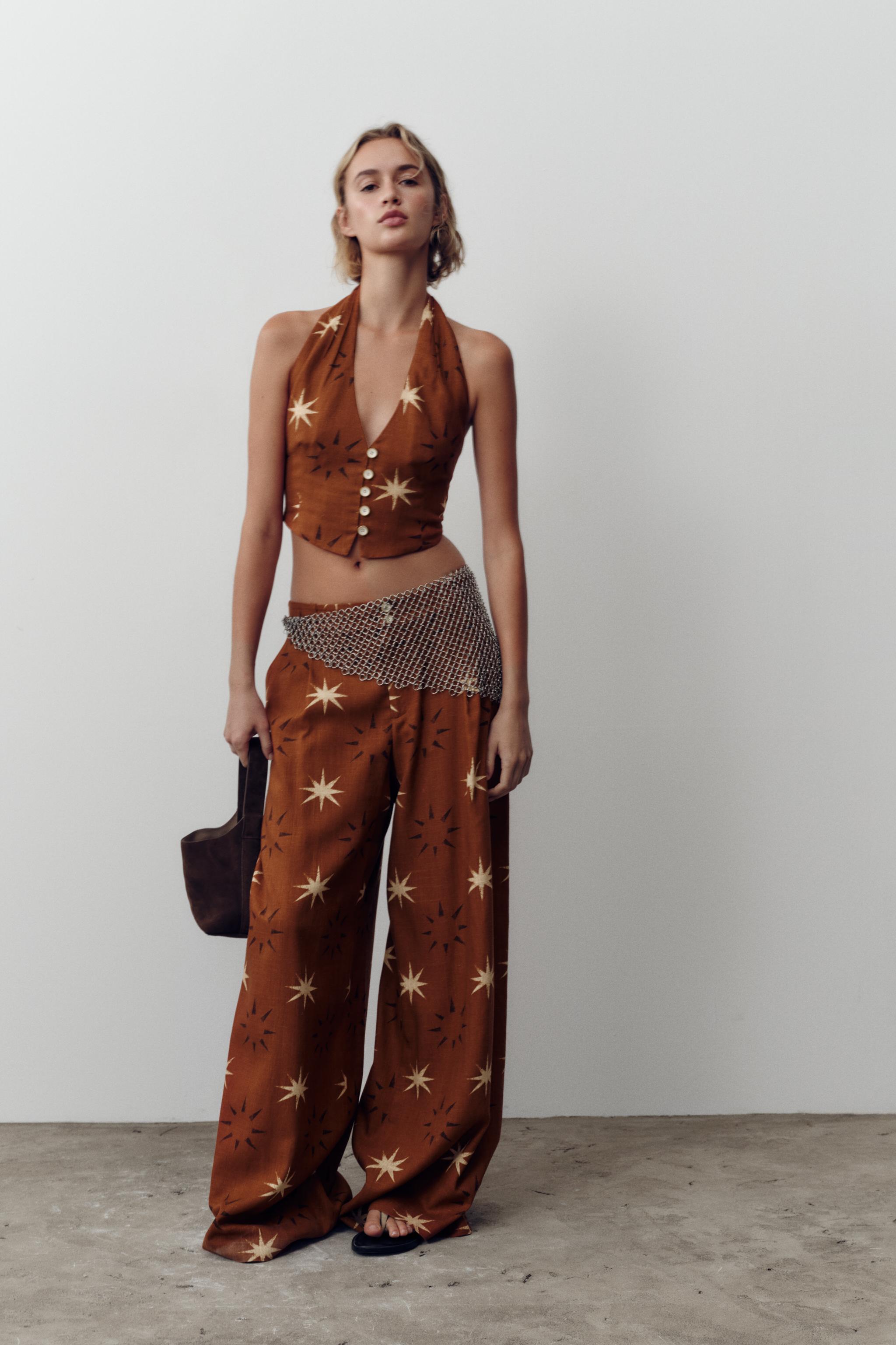 SUN PRINT LINEN TOP