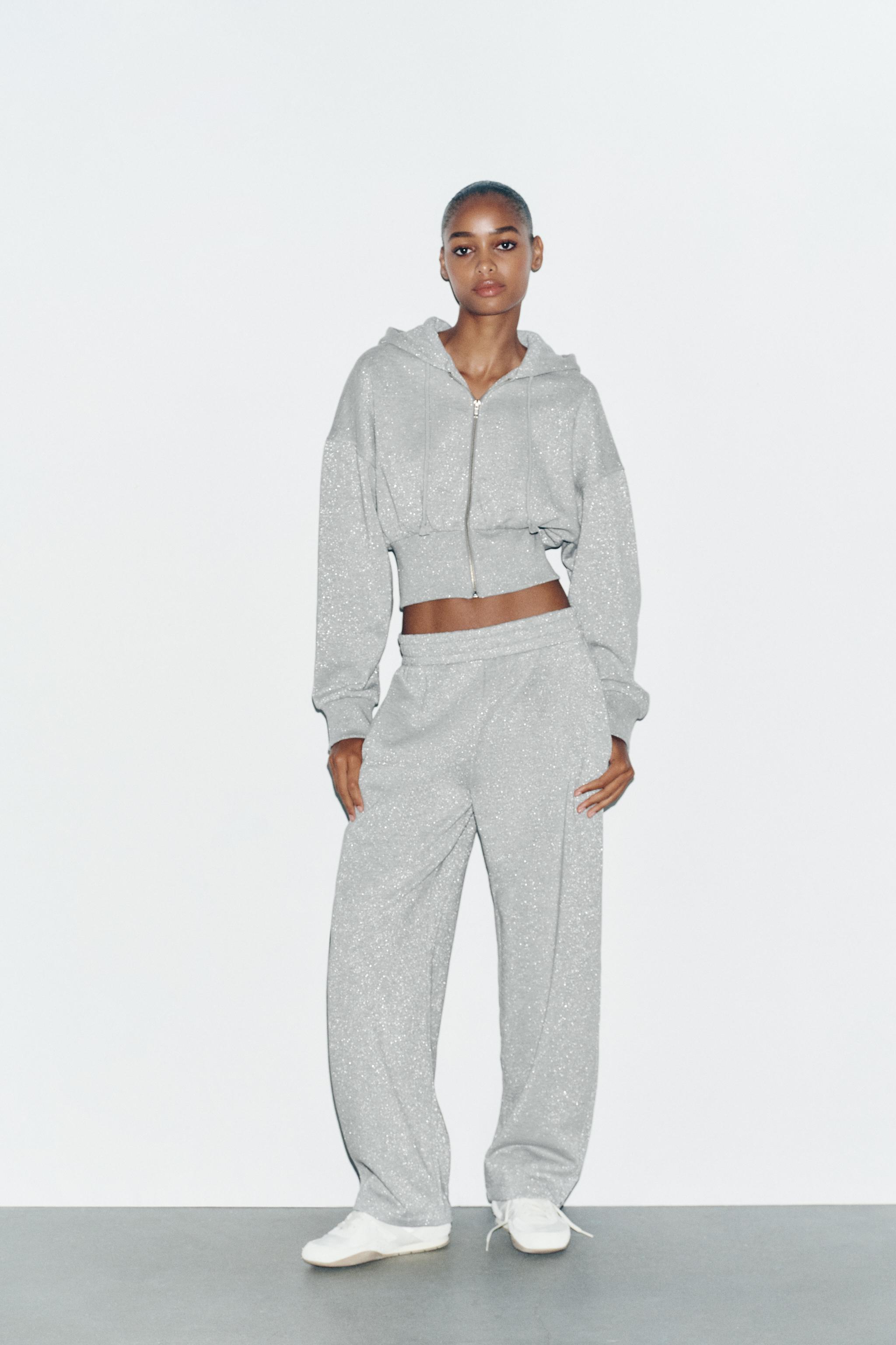 METALLIC THREAD FLEECE PANTS
