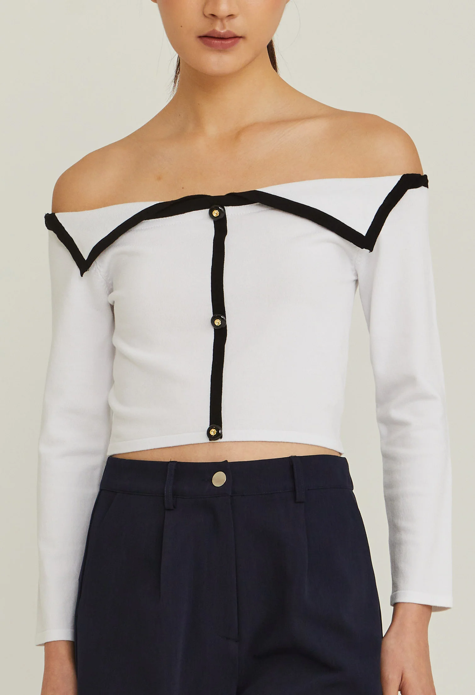 Off-shoulder Sailor Crop Top