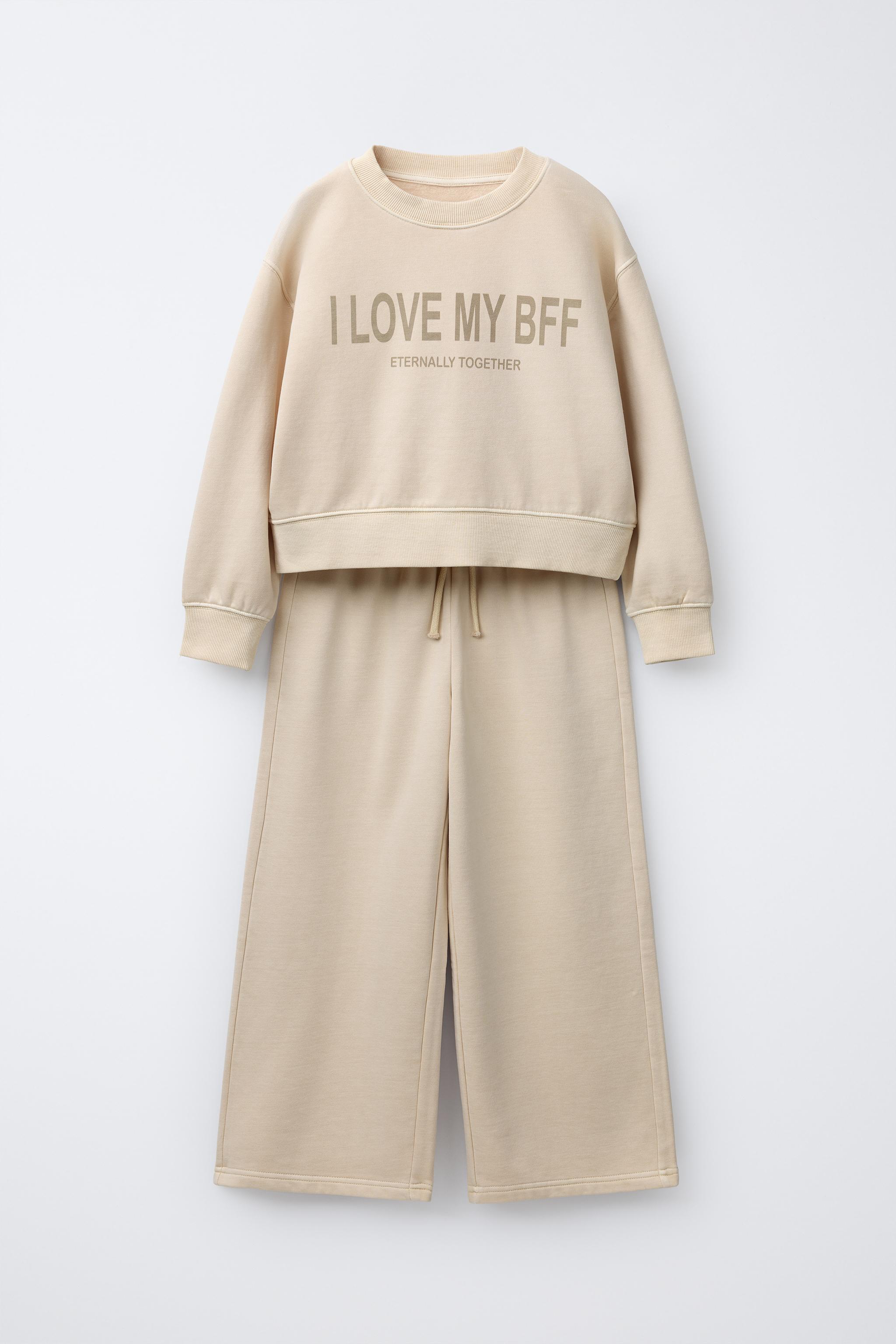 TEXT WIDE LEG SWEATSHIRT AND PANTS SET