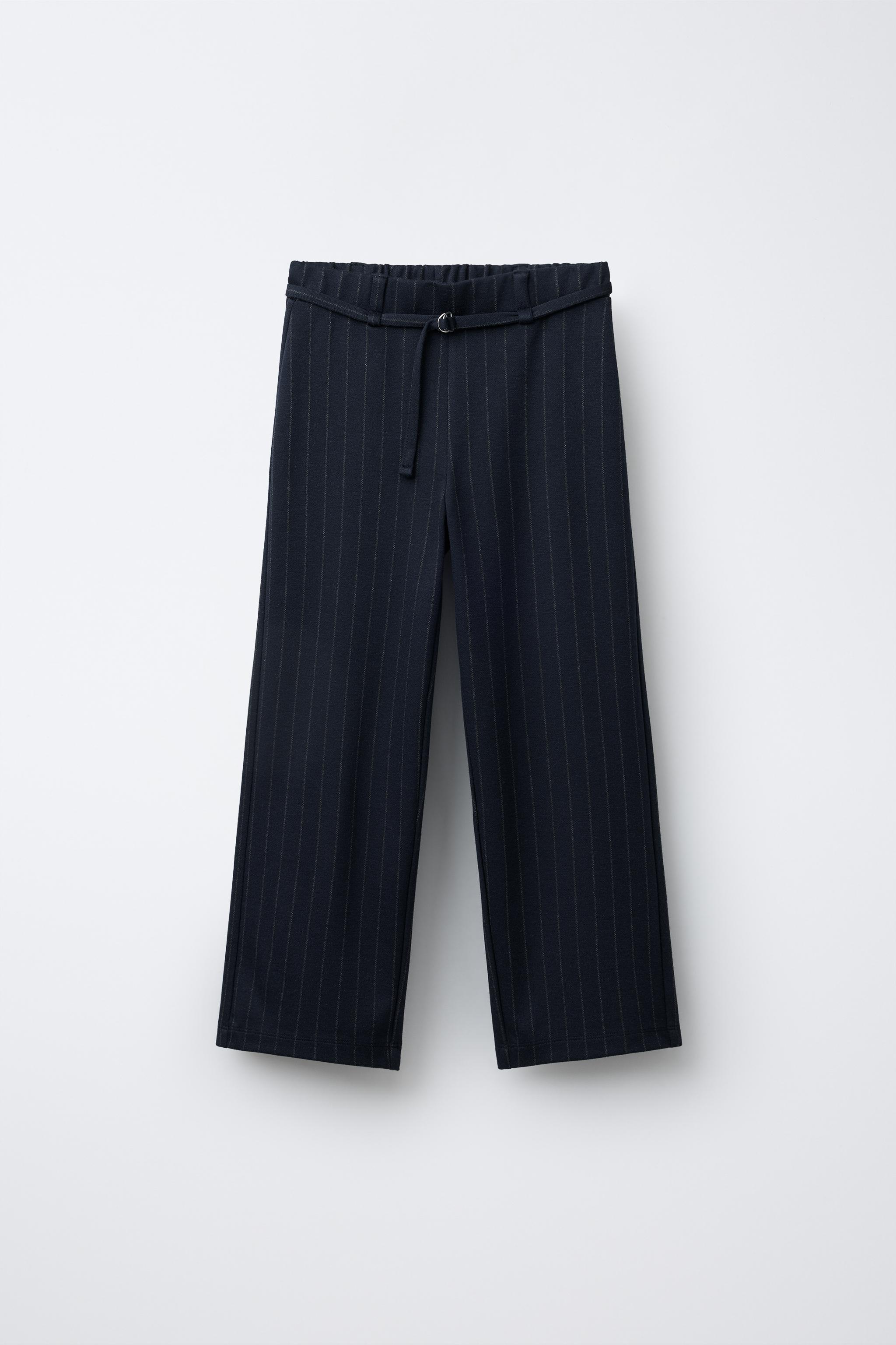 PINSTRIPE STRAIGHT LEG PANTS