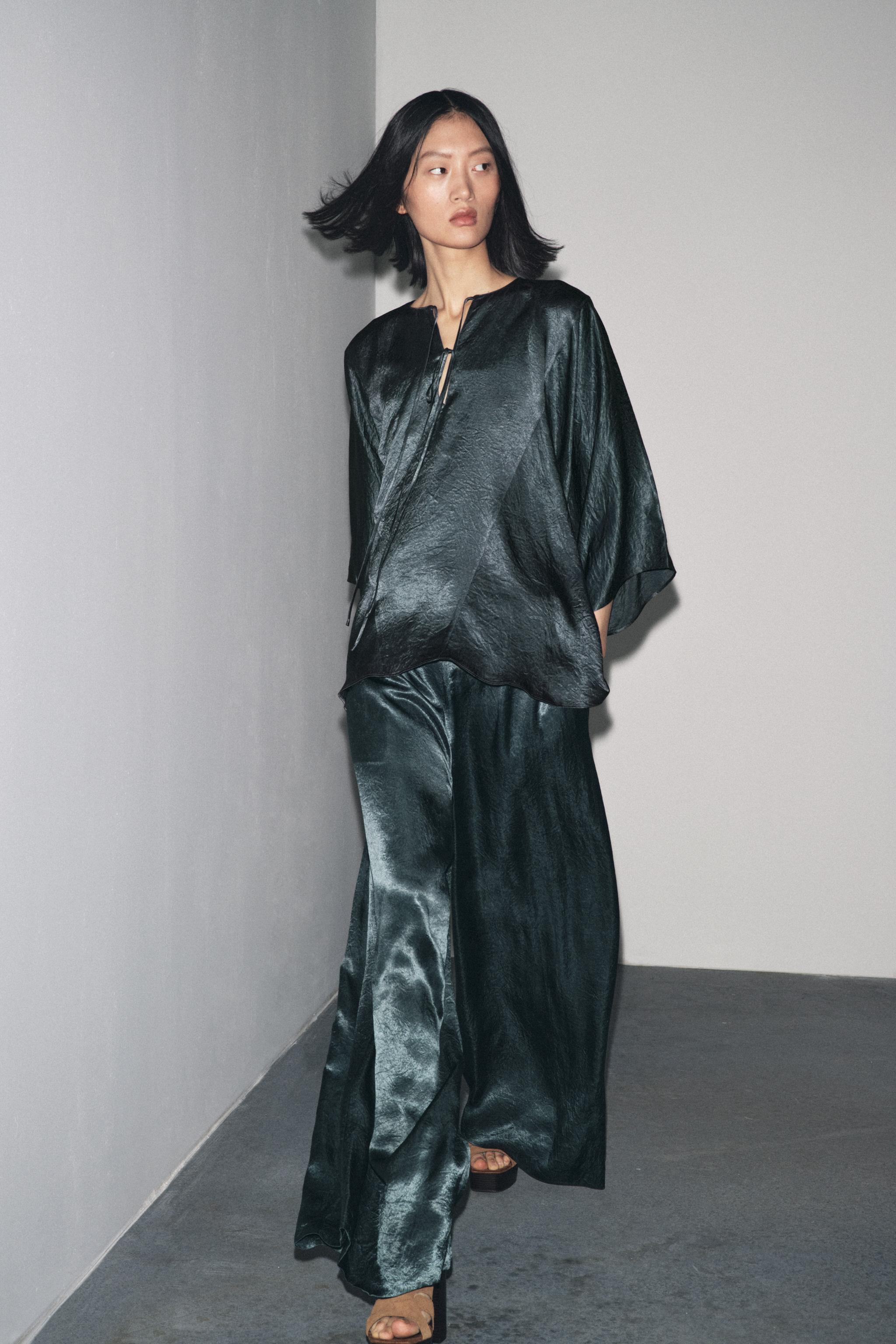 ZW COLLECTION SATIN WIDE LEG PANTS