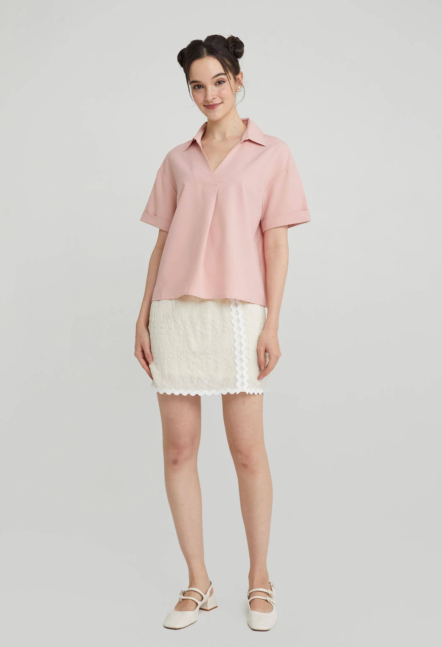Pleated Slip-On Top