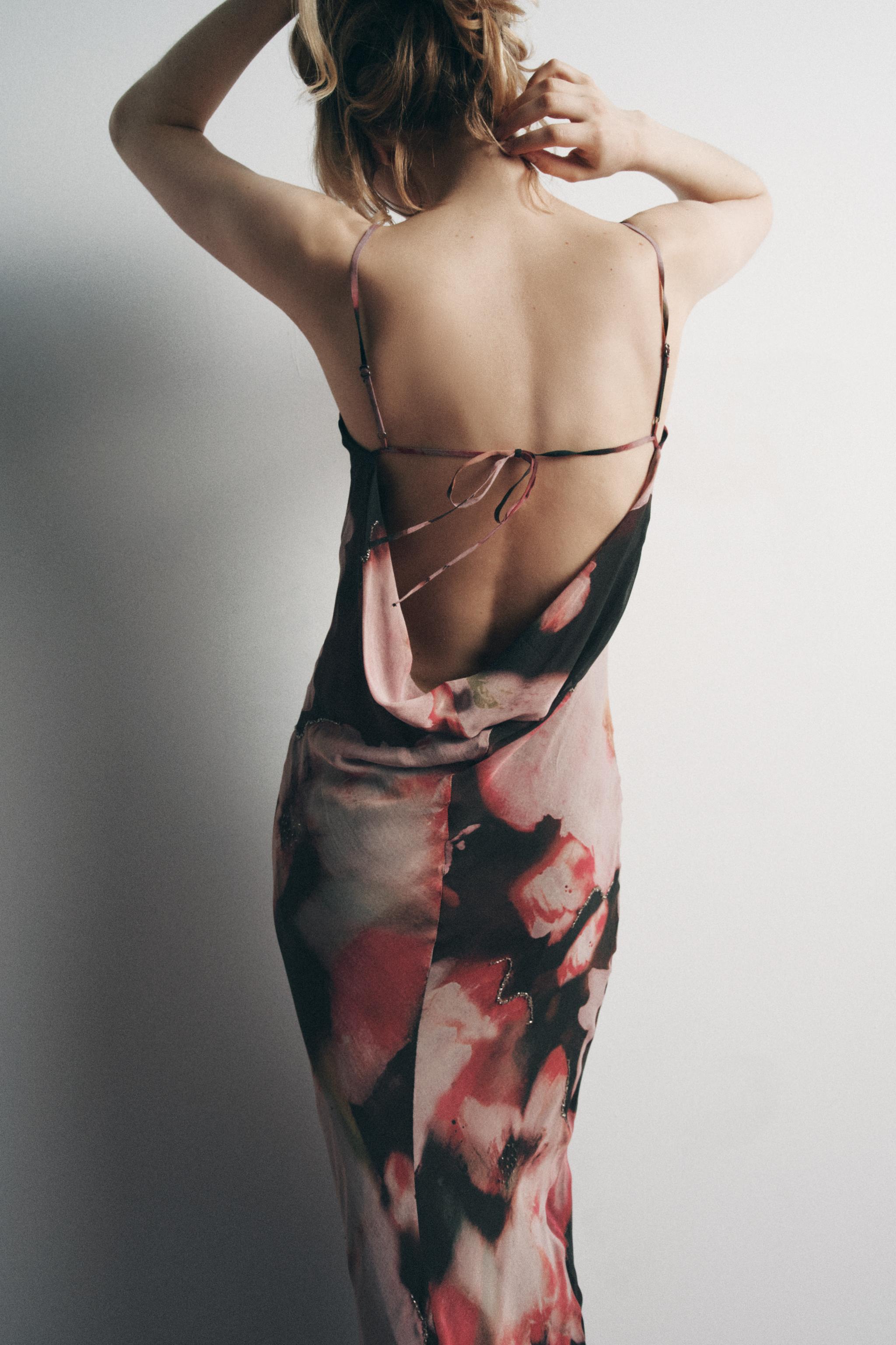 BEADED FLORAL PRINT DRESS