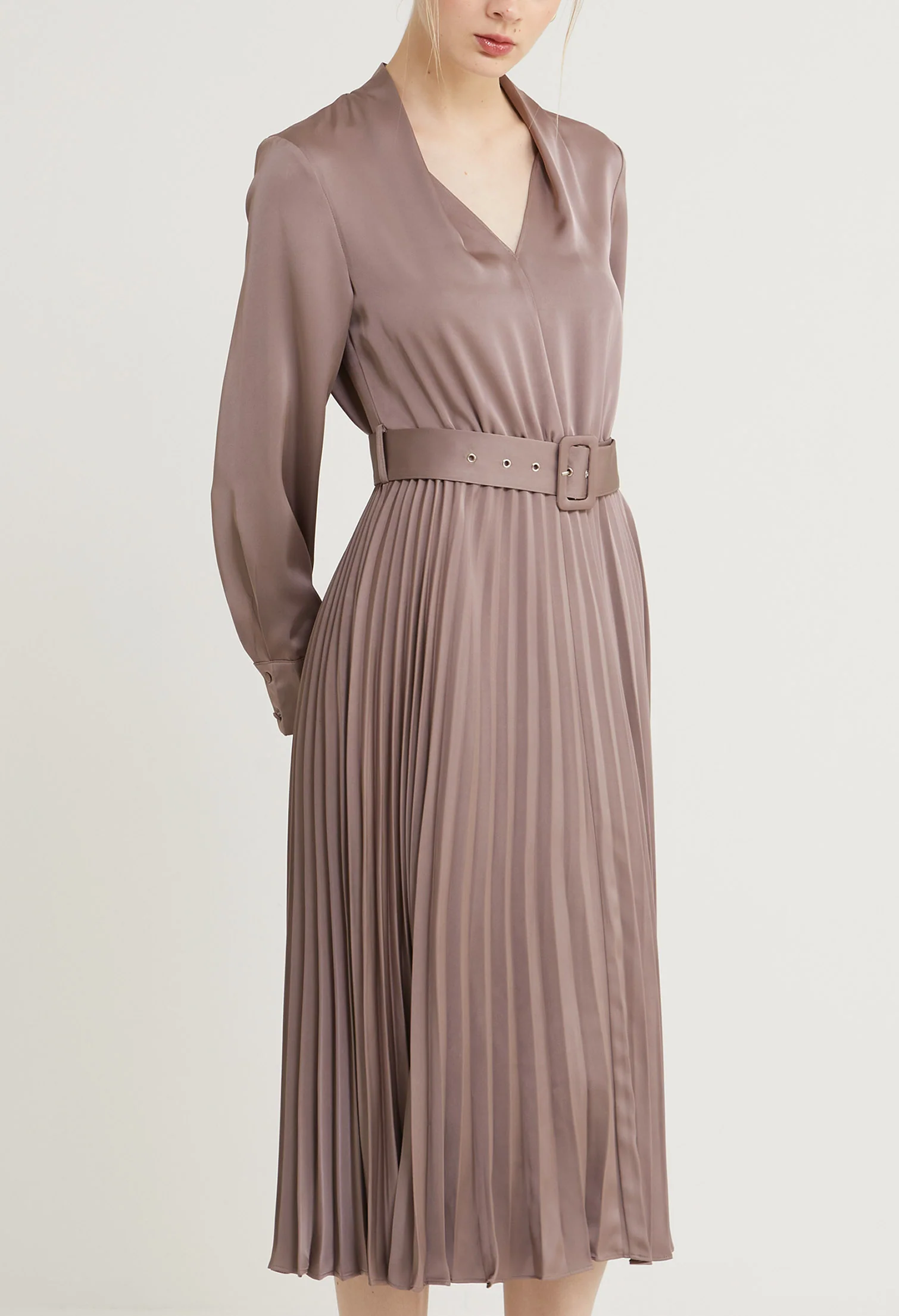 Sway Satin Pleated Midi Dress
