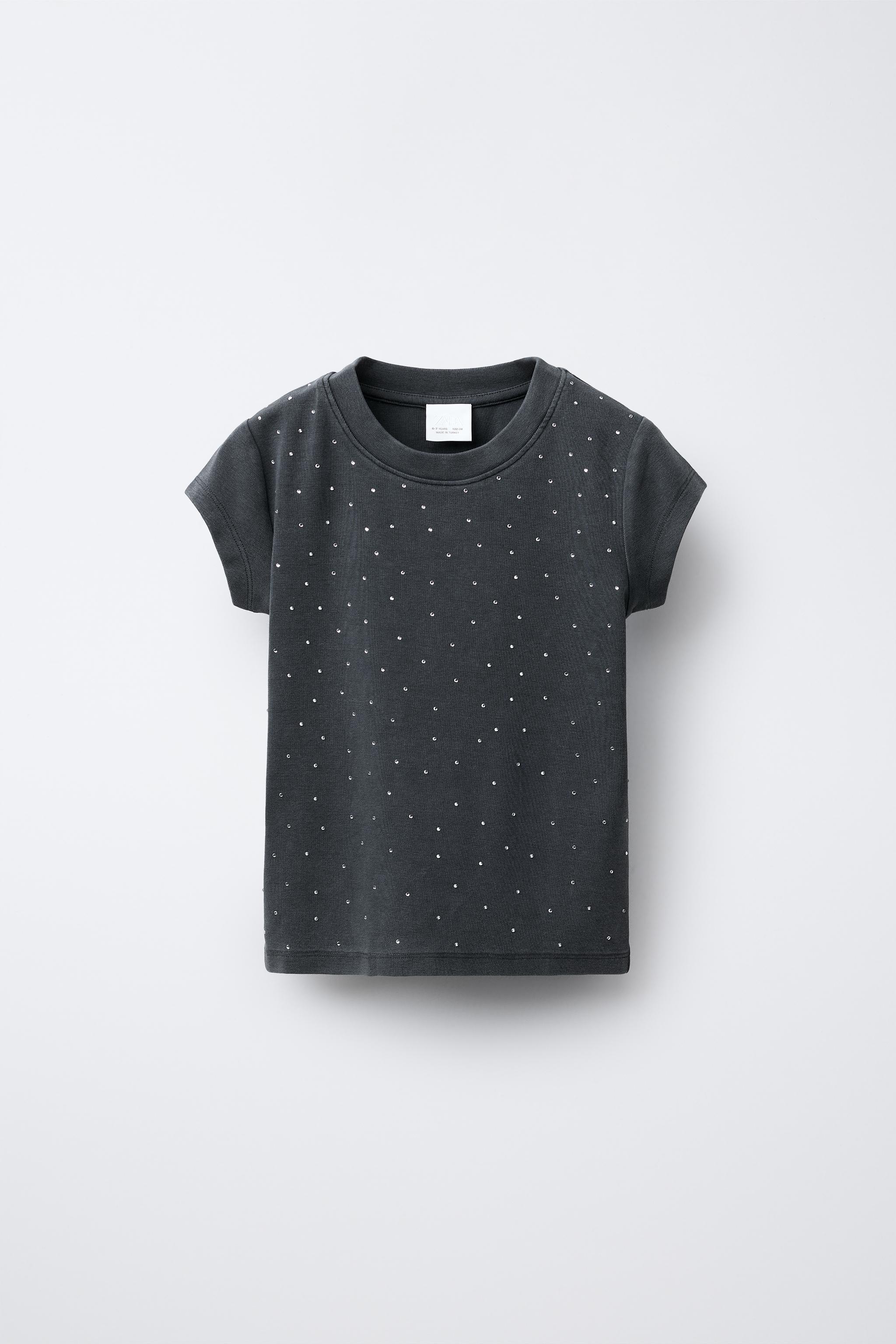 RHINESTONE WASHED EFFECT T-SHIRT